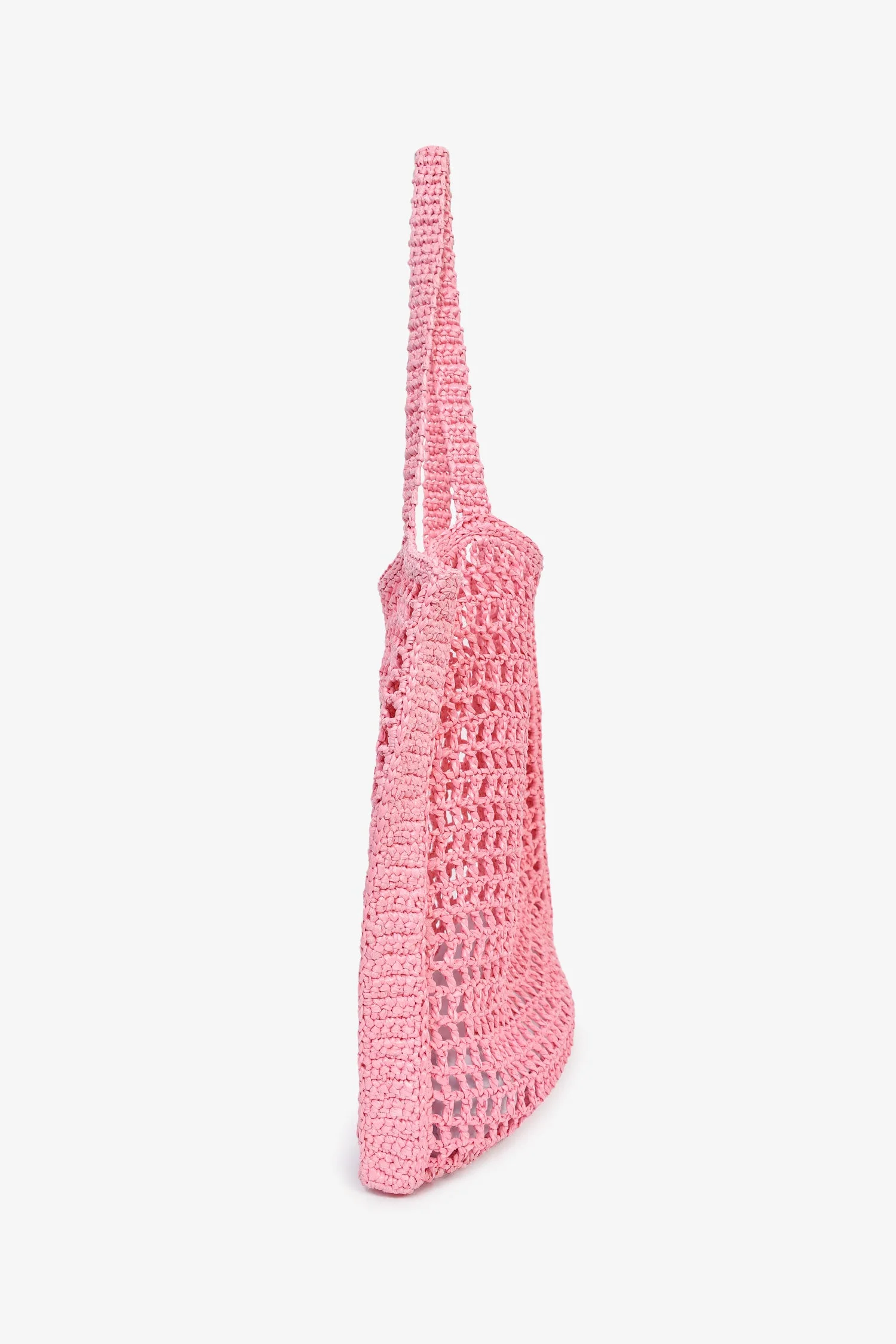 Prada Pink Raffia Crochet Logo Embroidered Tote Bag - Image 4
