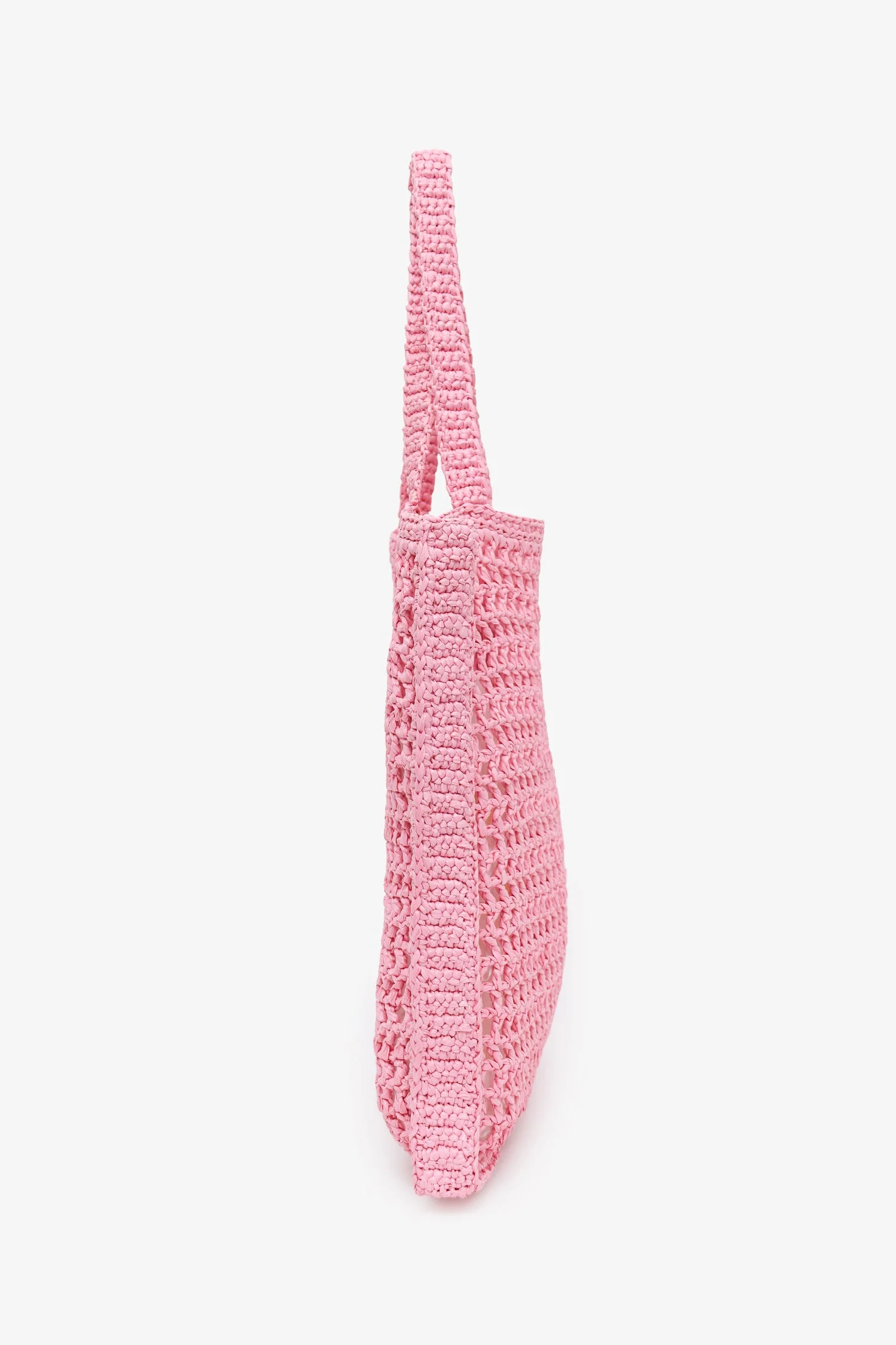Prada Pink Raffia Crochet Logo Tote Bag - Image 4