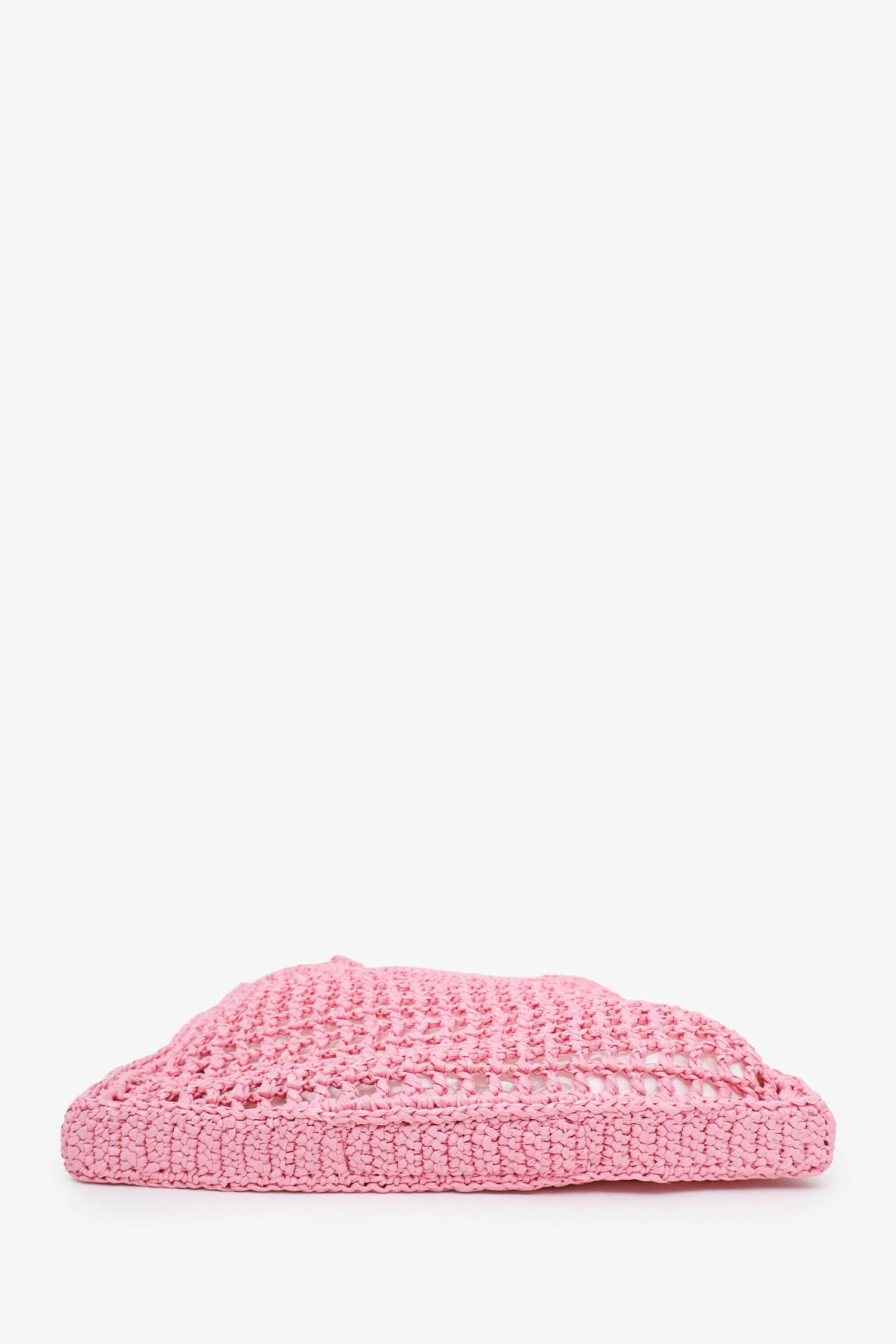 Prada Pink Raffia Crochet Logo Tote Bag - Image 5
