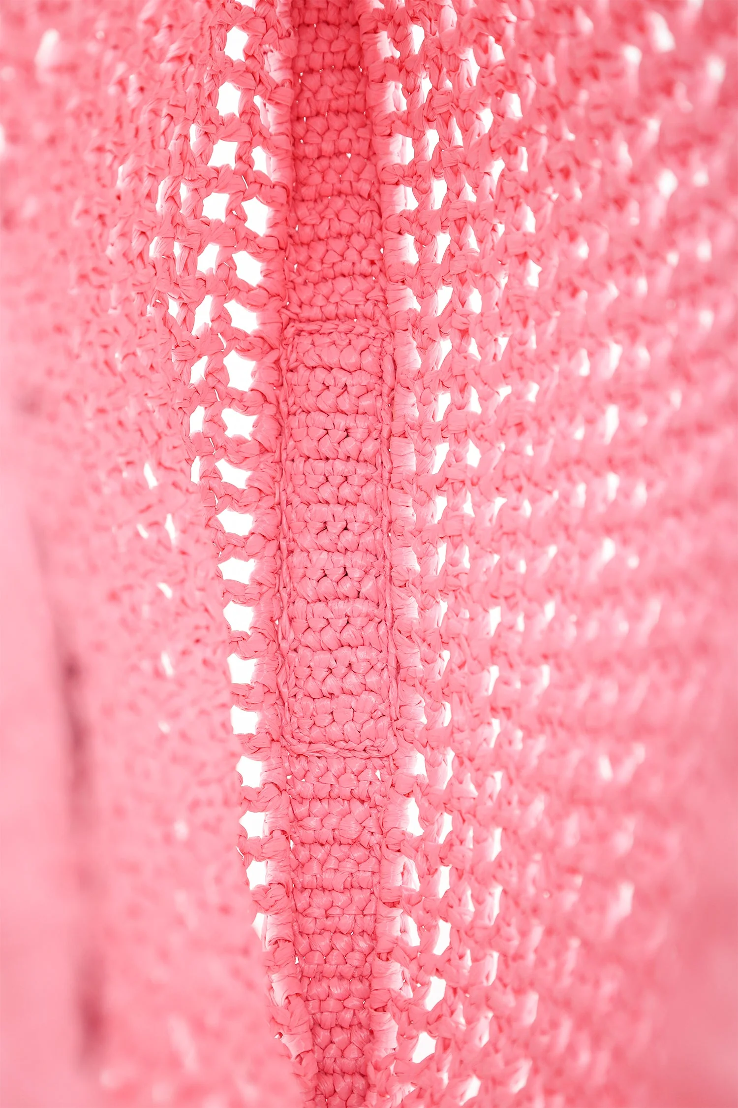 Prada Pink Raffia Crochet Logo Tote Bag - Image 6