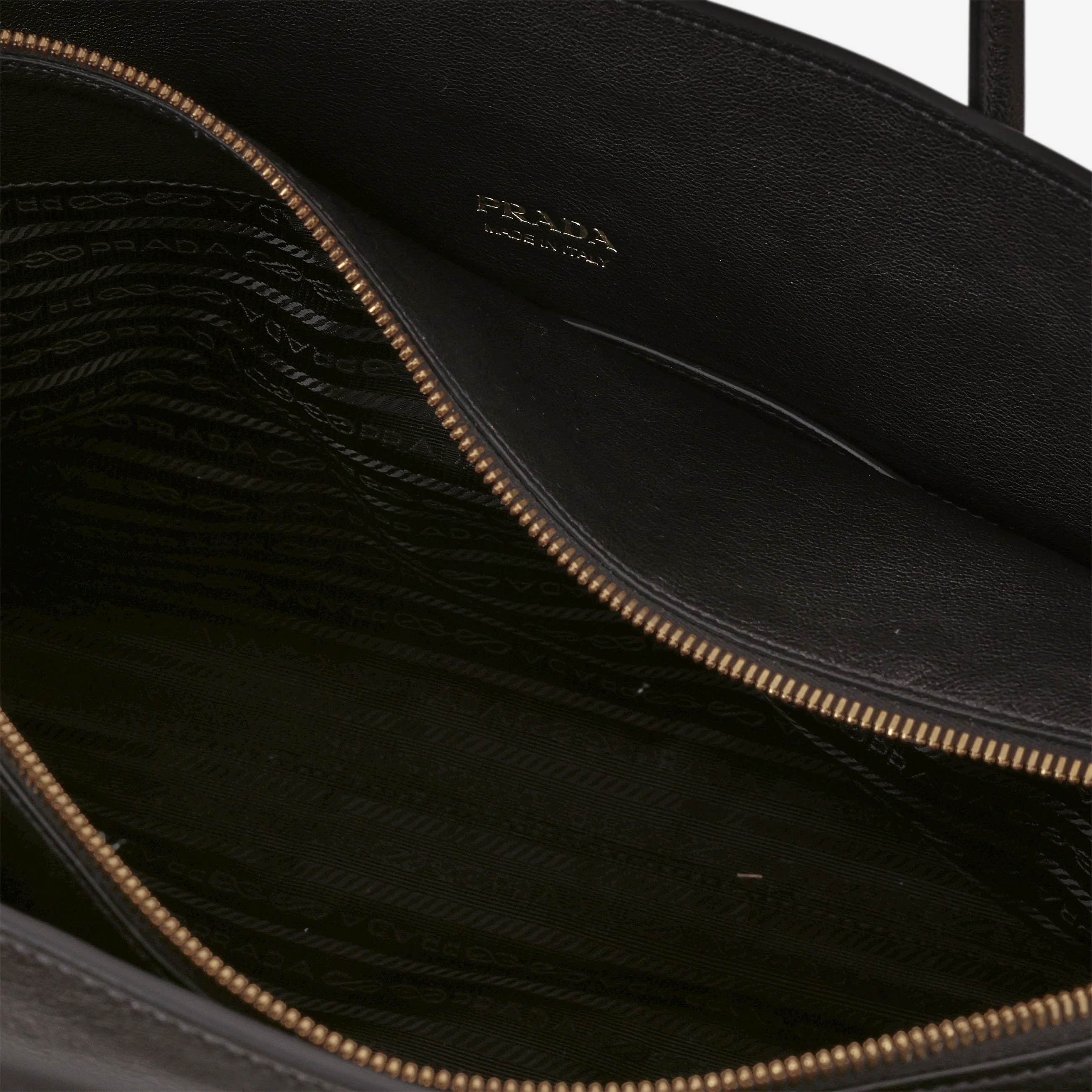 Prada Large Leather Tote Bag - Black Buffalo | Gold Hardware - Image 5