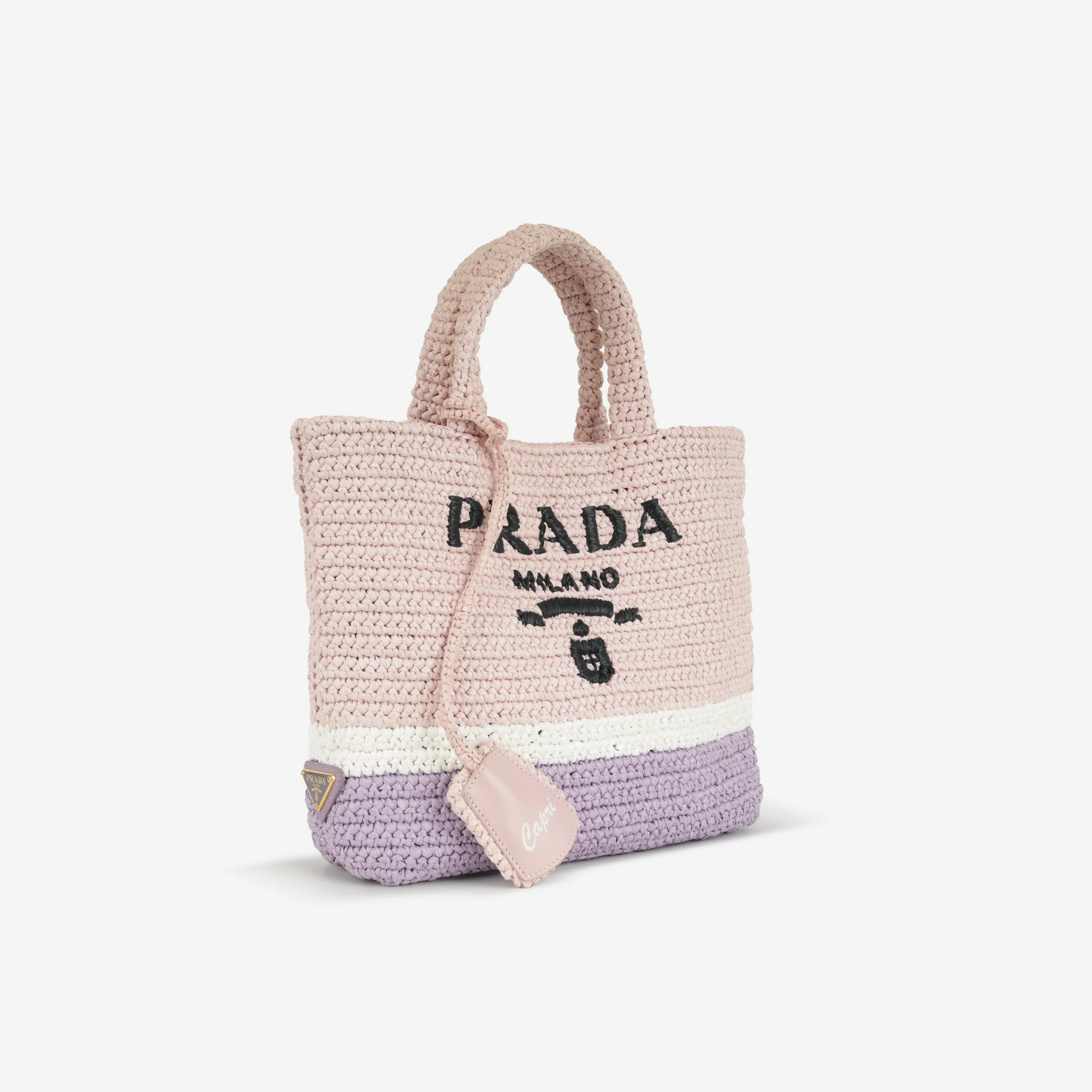 Prada Small Crochet Tote Bag - Alabaster / Purple - Image 2