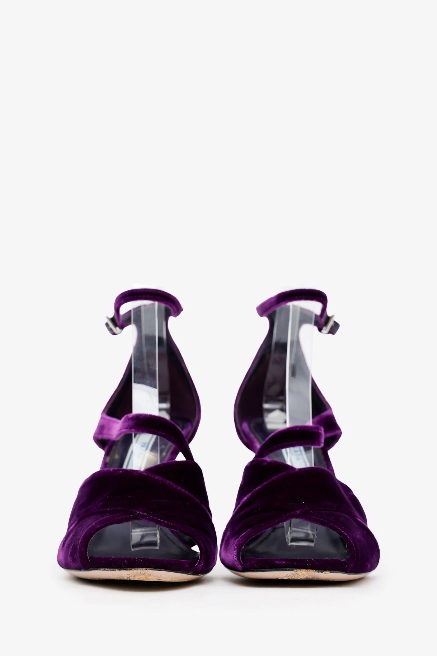 Prada Purple Velvet Crossover Heeled Sandals Size 36.5 - Image 3