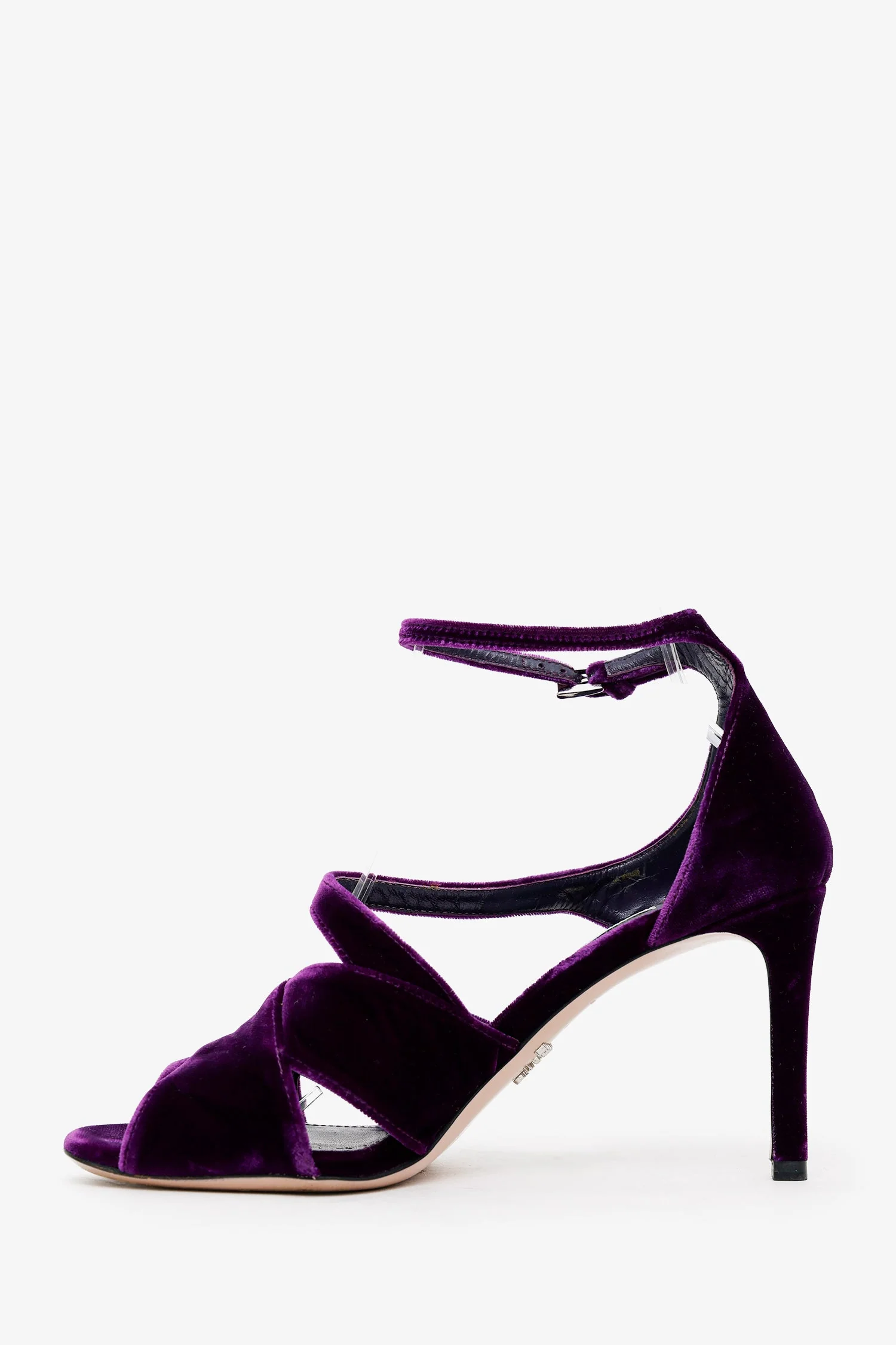 Prada Purple Velvet Crossover Heeled Sandals Size 36.5 - Image 4