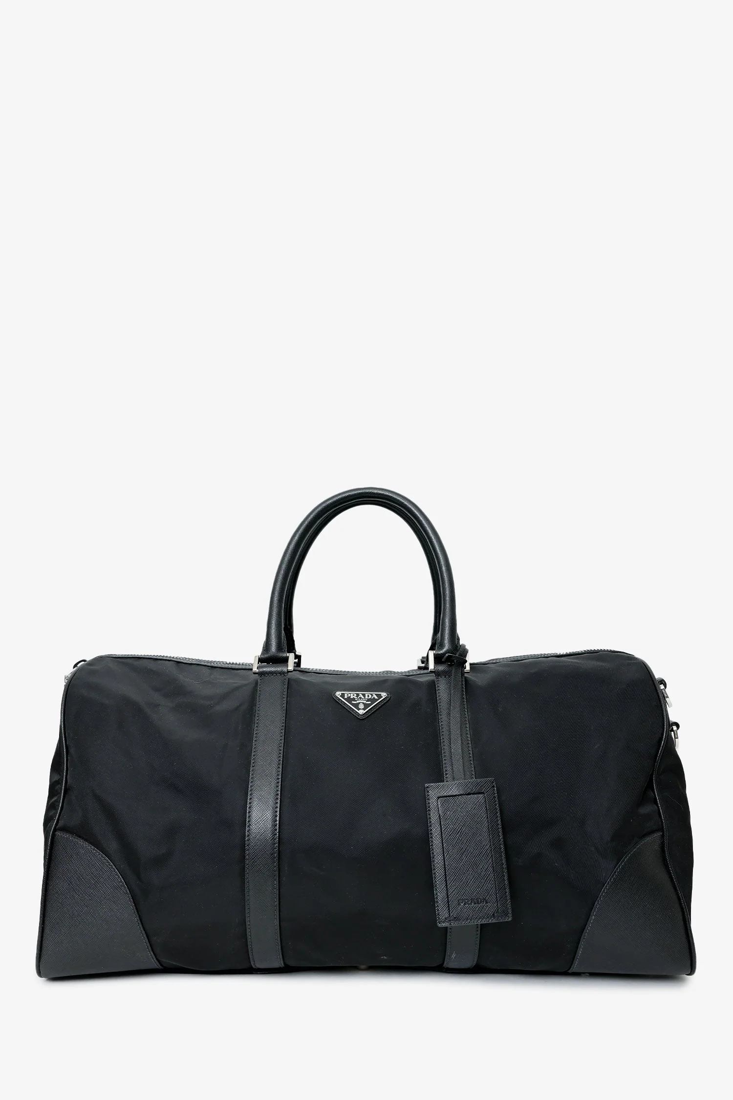 Prada Re-Nylon & Saffiano Leather Large Duffle Bag With Strap