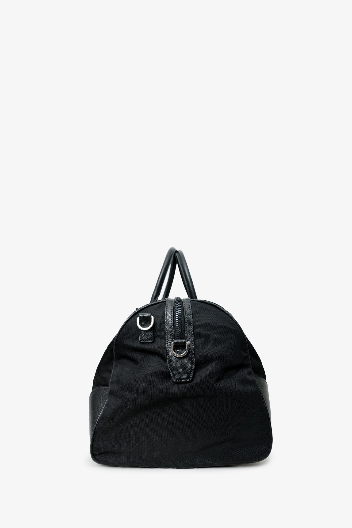 Prada Re-Nylon & Saffiano Leather Large Duffle Bag With Strap - Image 3