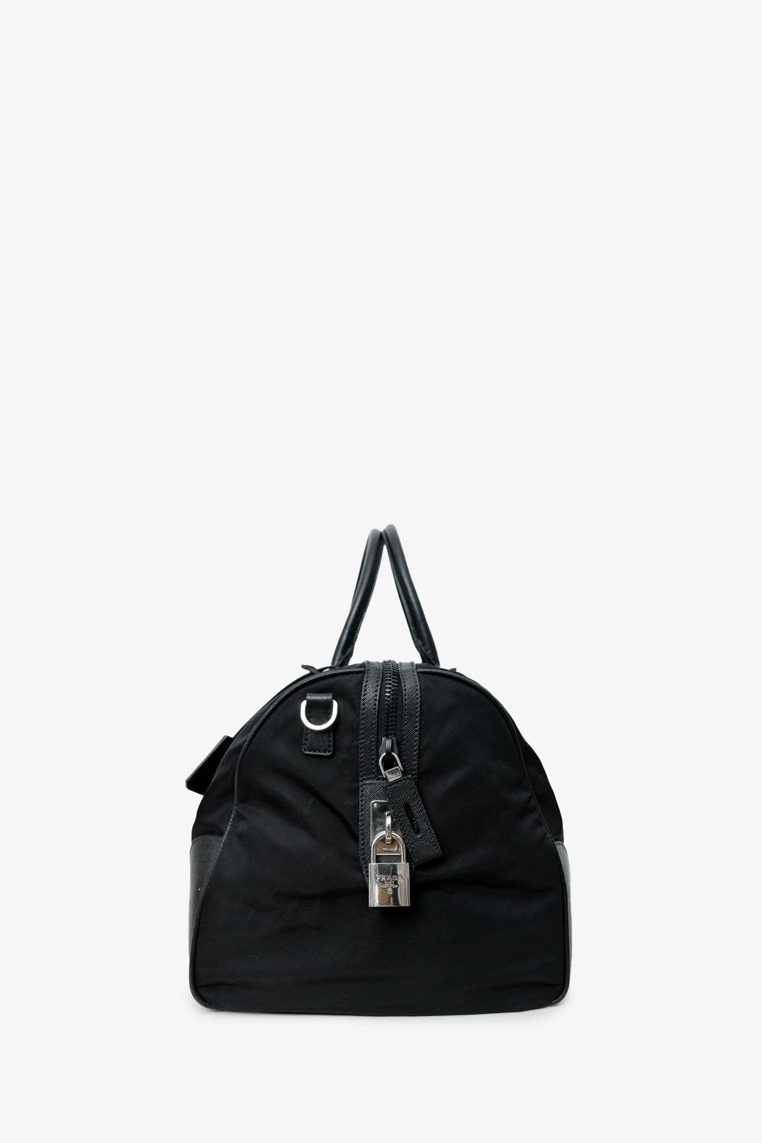 Prada Re-Nylon & Saffiano Leather Large Duffle Bag With Strap - Image 4