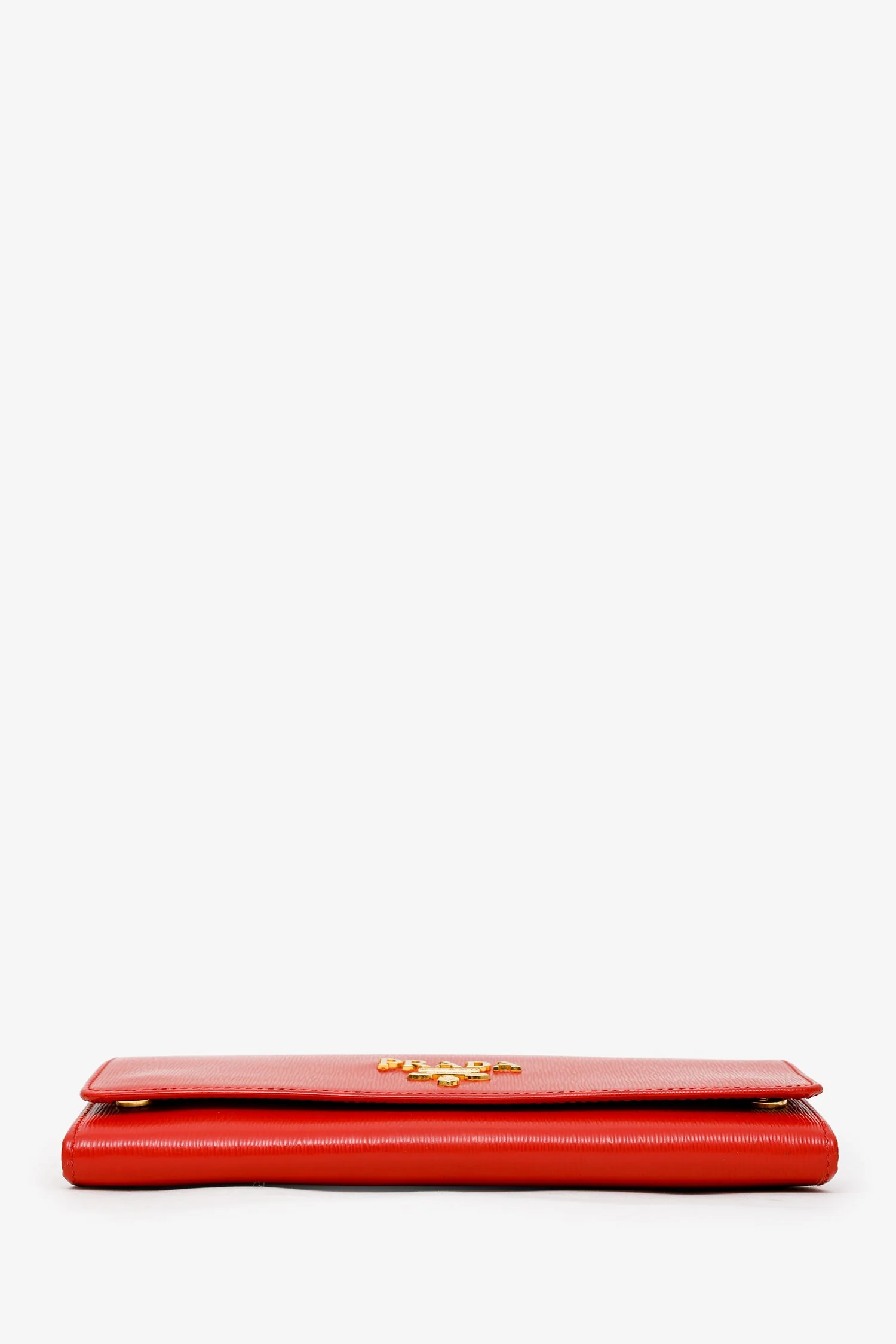 Prada Red Lacca Vitello Move Leather Wallet on Chain Clutch Bag - Image 5