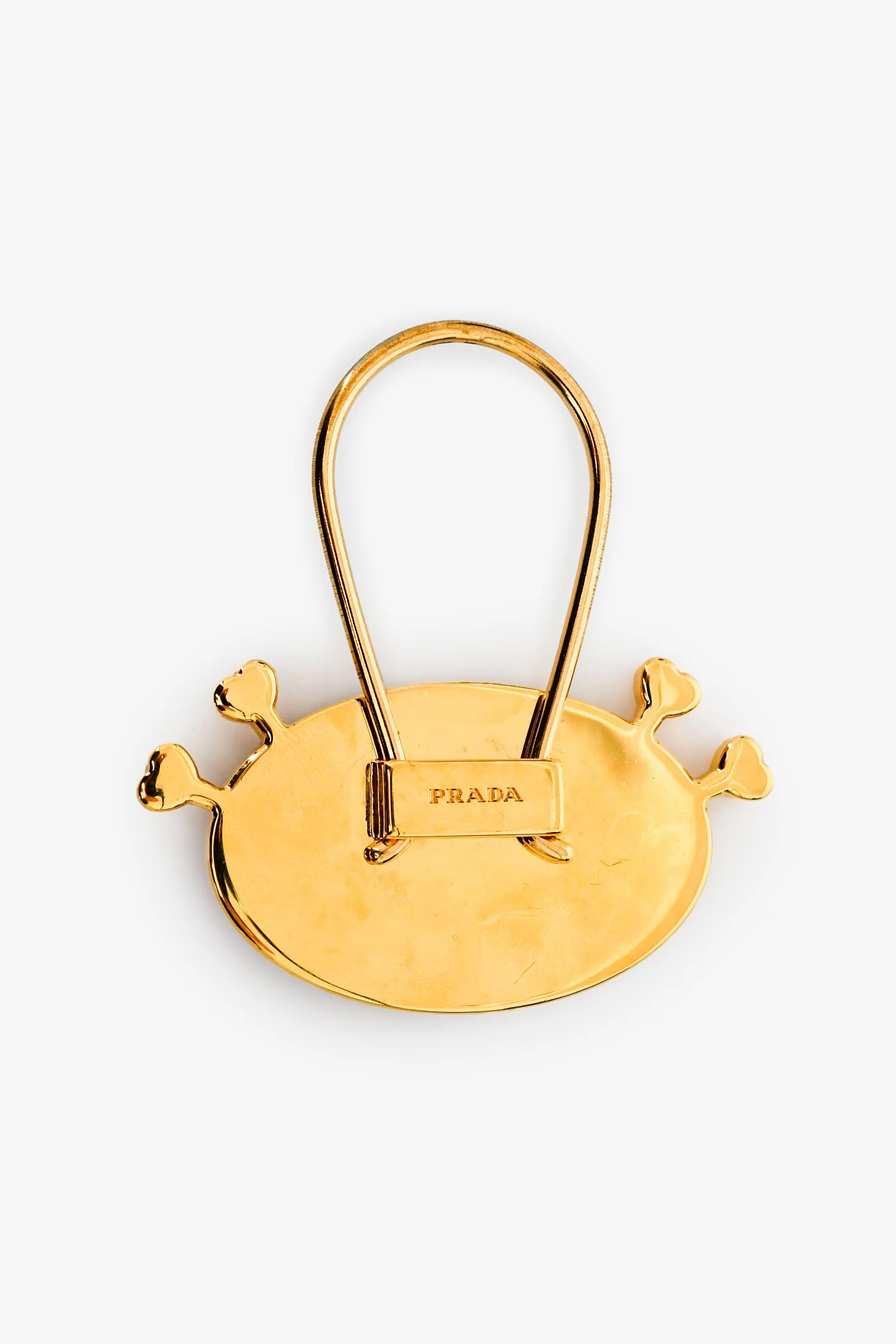 Prada Red Saffiano Gold Heart Wink Keychain - Image 2