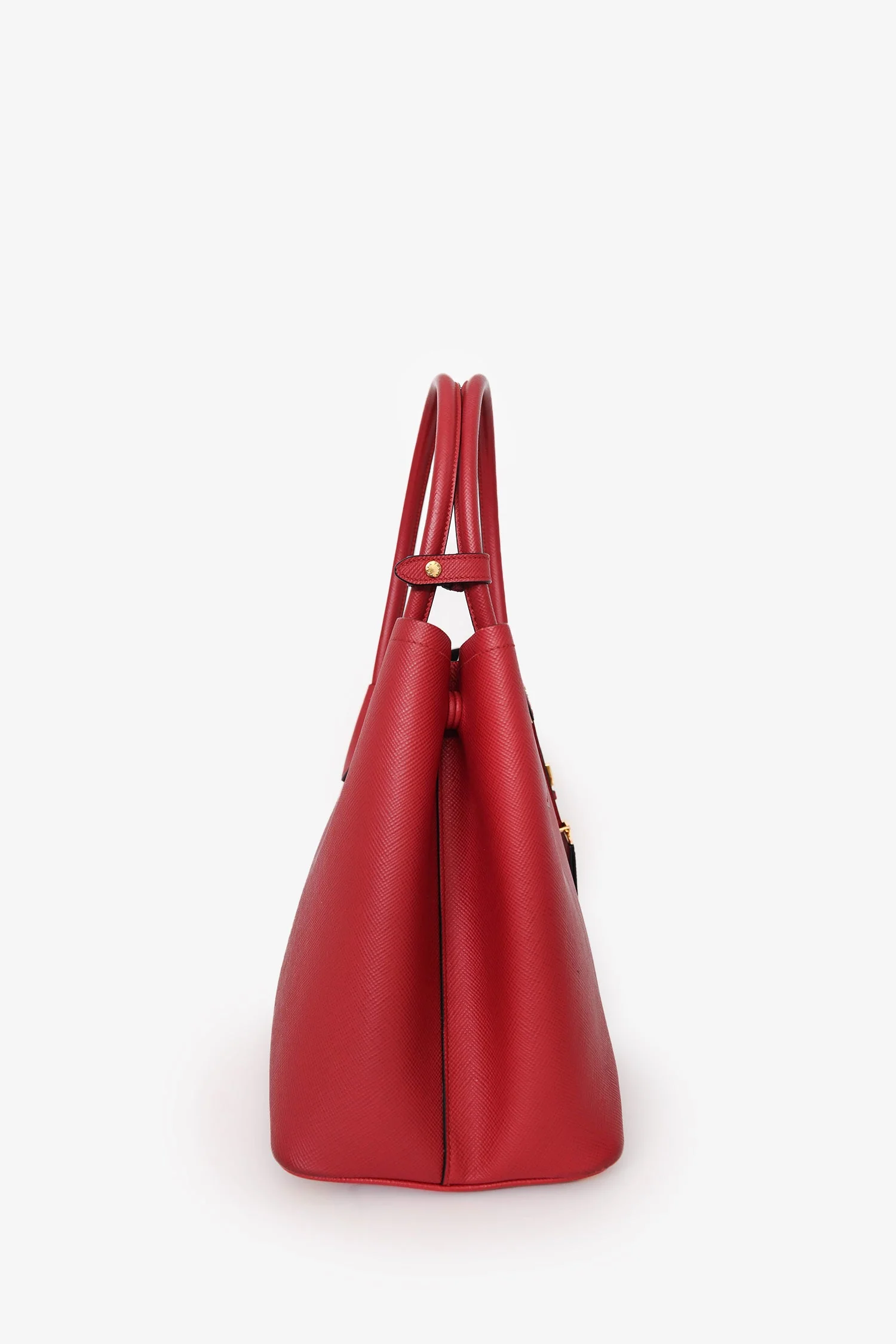 Prada Red Saffiano Leather Medium Double Tote Bag With Strap - Image 3