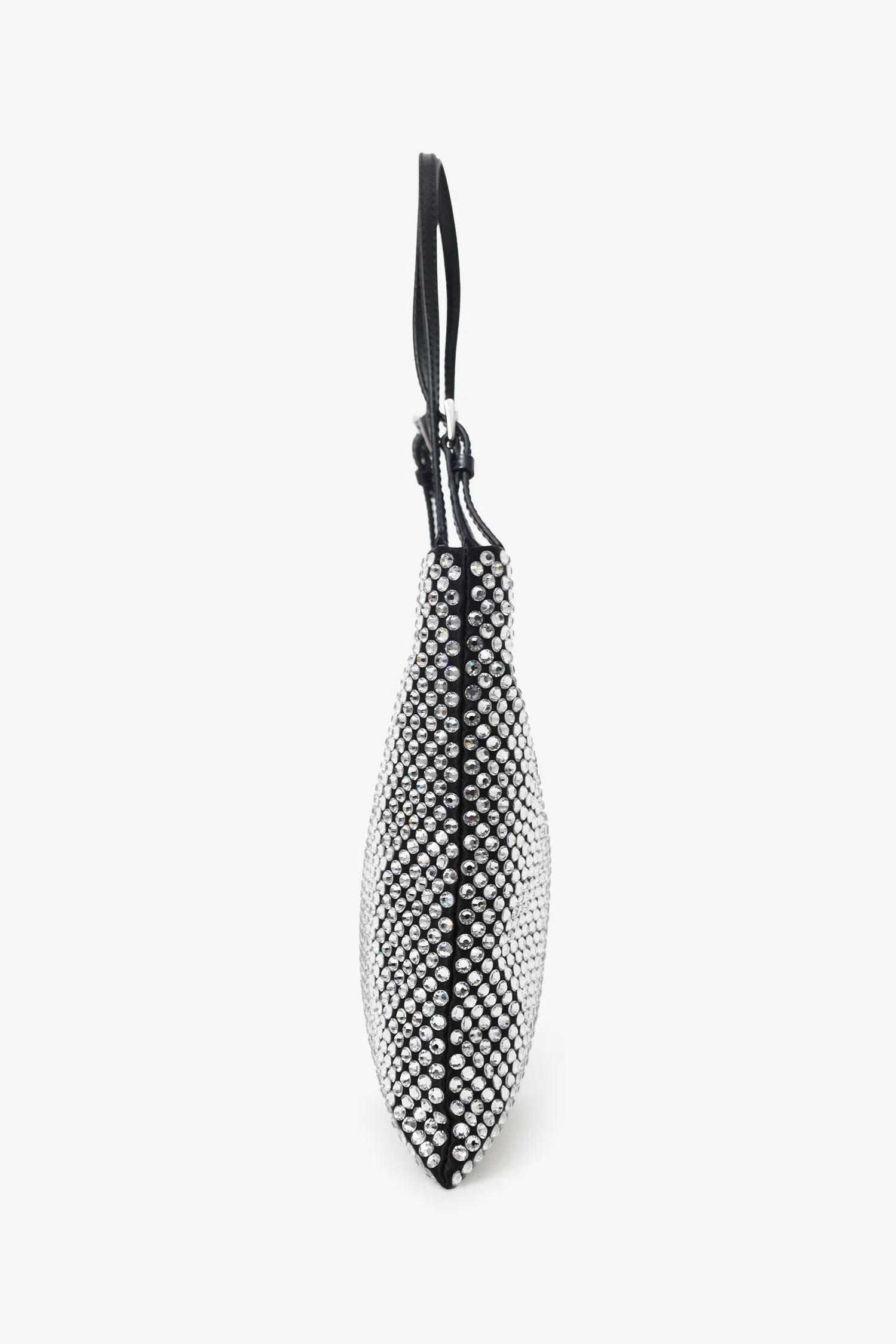 Prada Silver/Black Crystal Embellished Satin Convertible Open Mini Tote - Image 3
