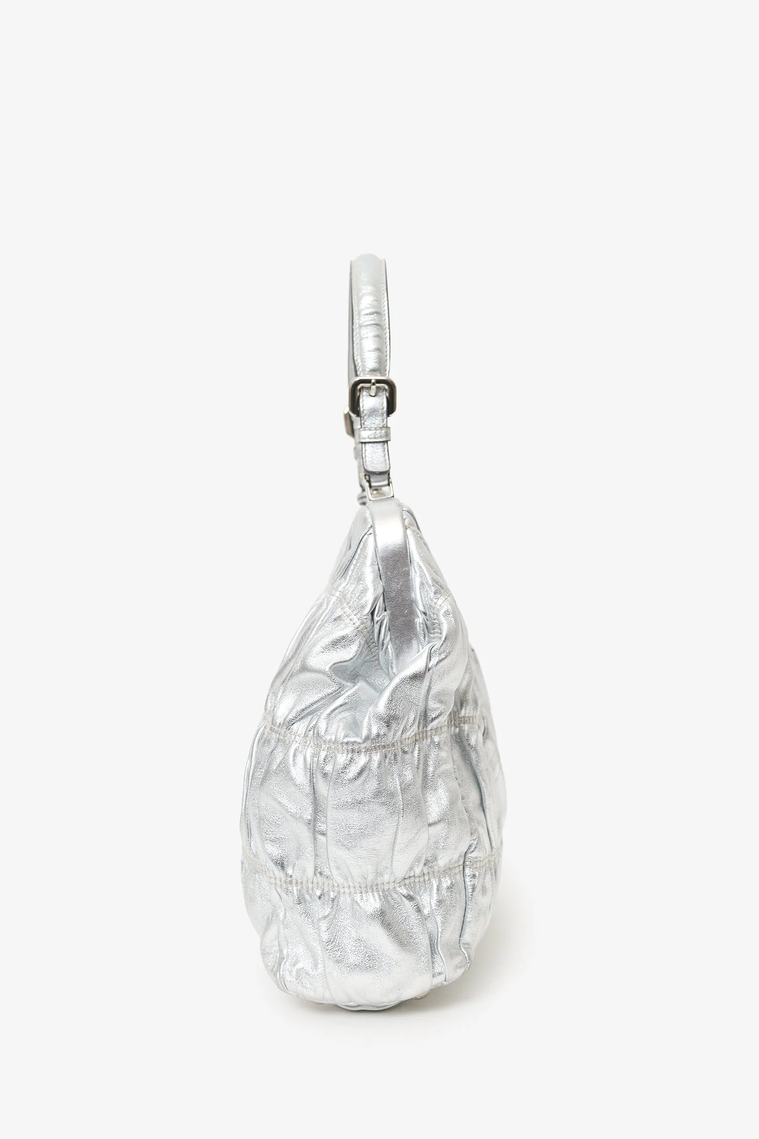 Prada Silver Leather Dressy Gaufre Bag - Image 3