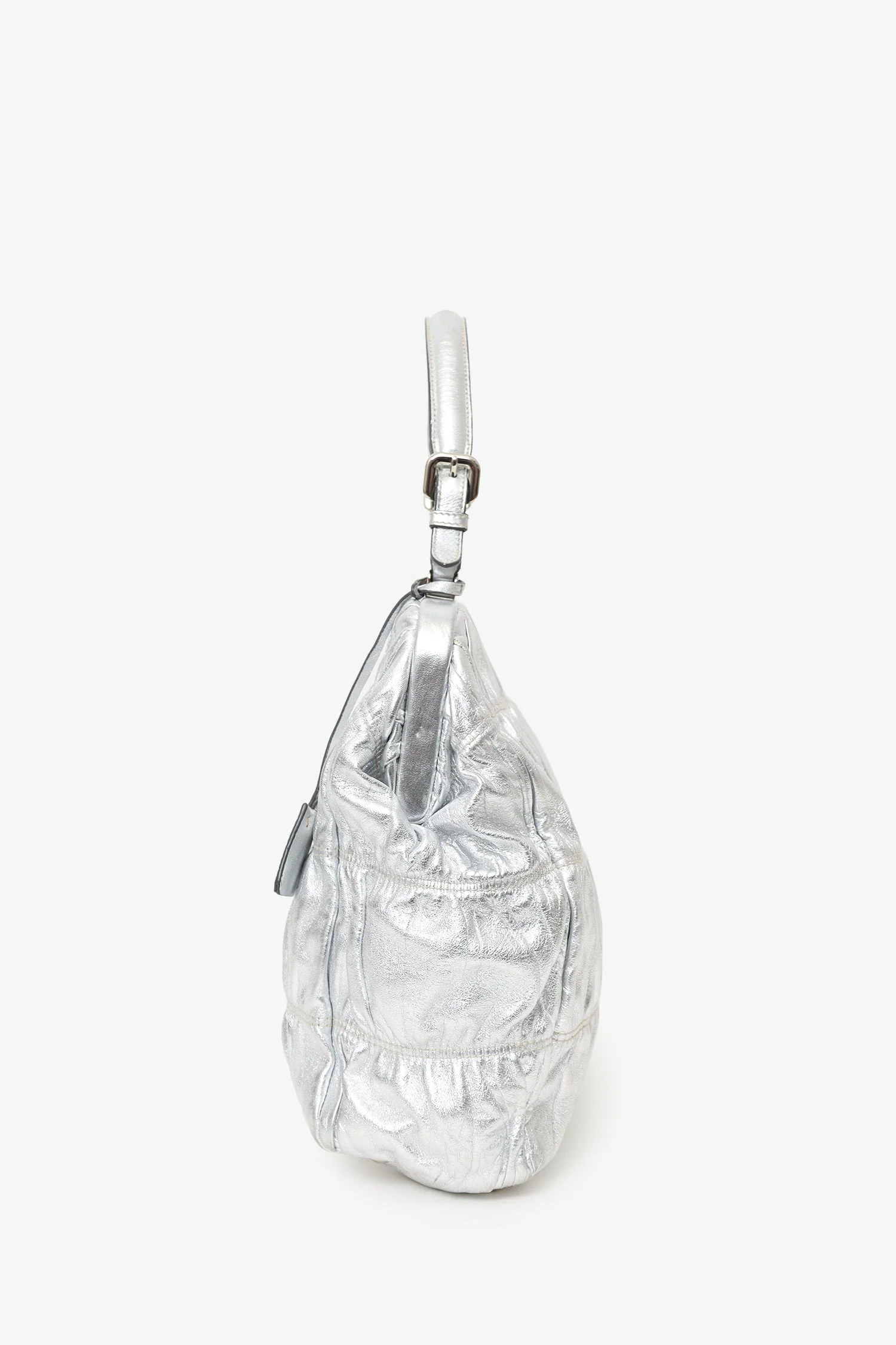 Prada Silver Leather Dressy Gaufre Bag - Image 4