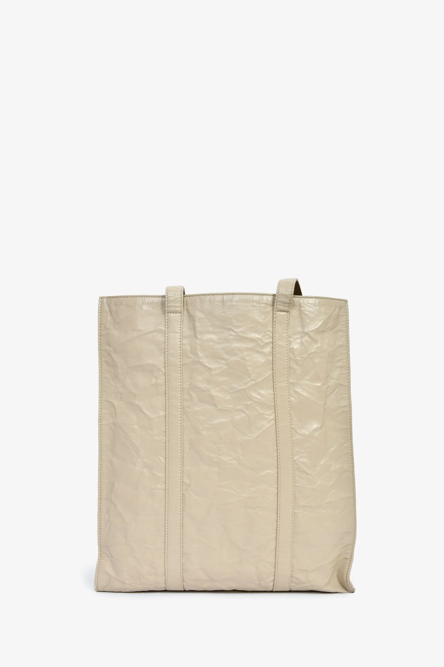 Prada Taupe Lather Crinkle Effect Small Tote Bag - Image 2