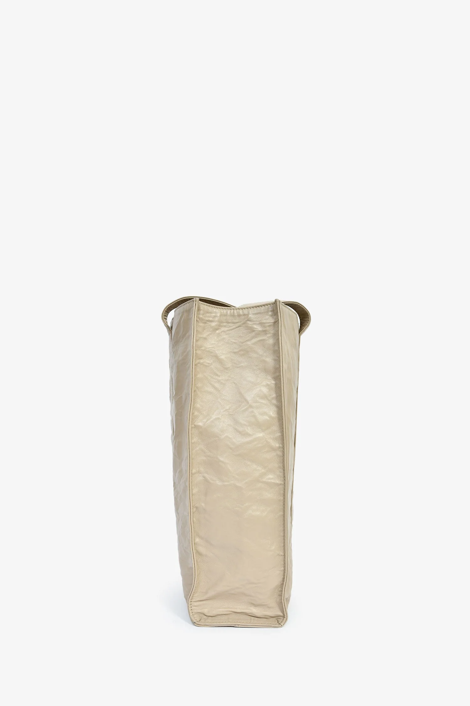 Prada Taupe Lather Crinkle Effect Small Tote Bag - Image 3