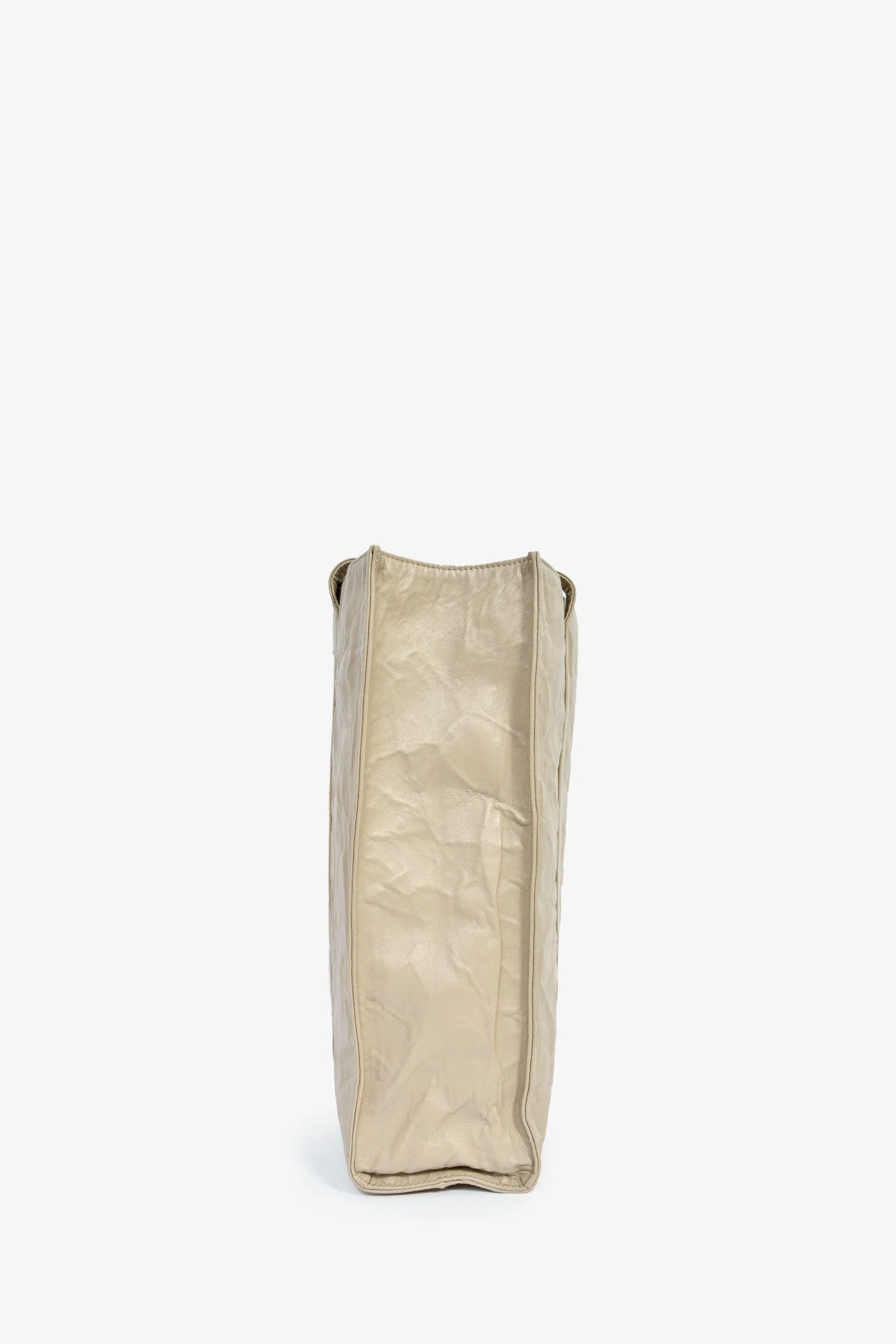 Prada Taupe Lather Crinkle Effect Small Tote Bag - Image 4