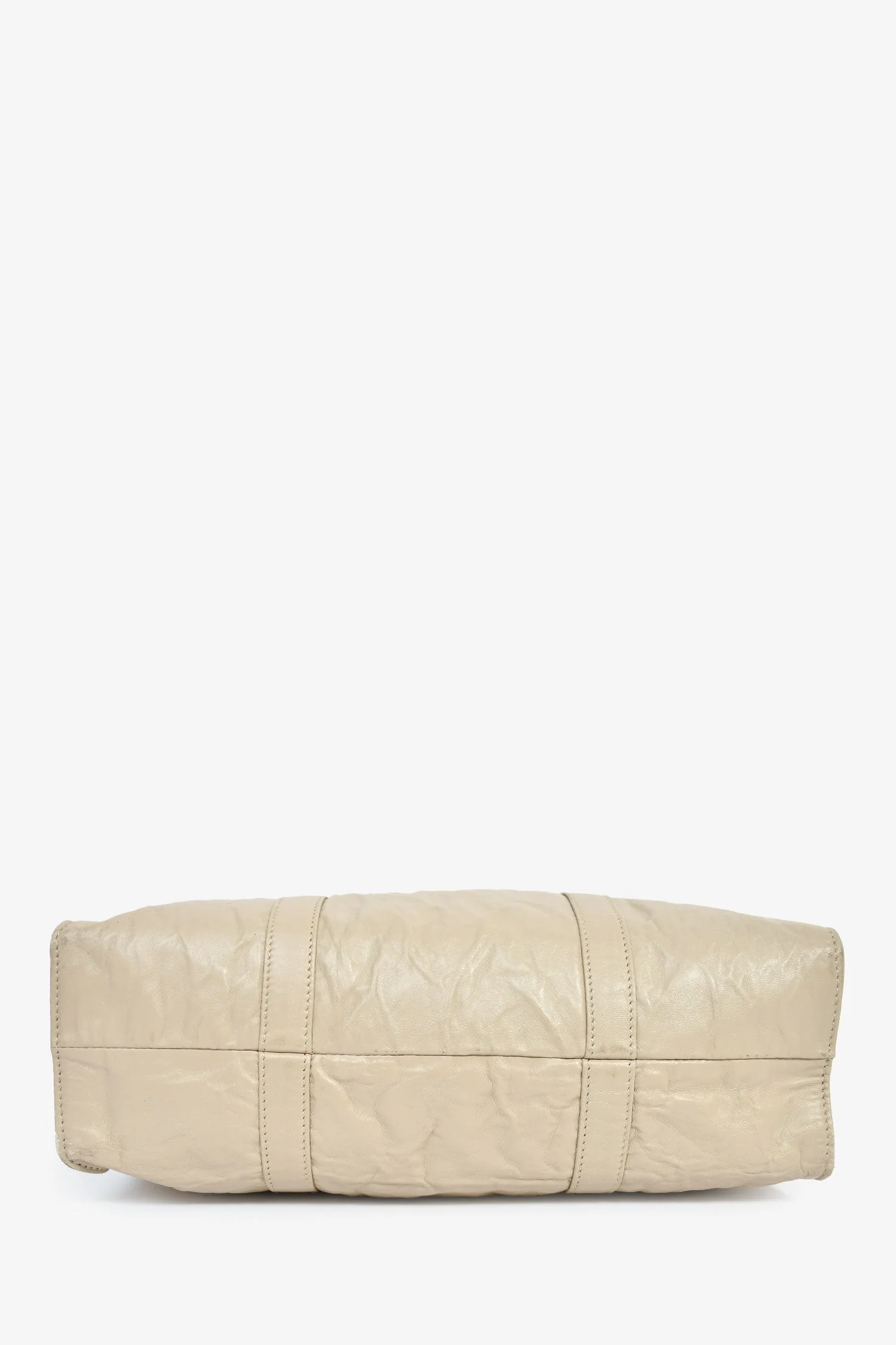 Prada Taupe Lather Crinkle Effect Small Tote Bag - Image 5