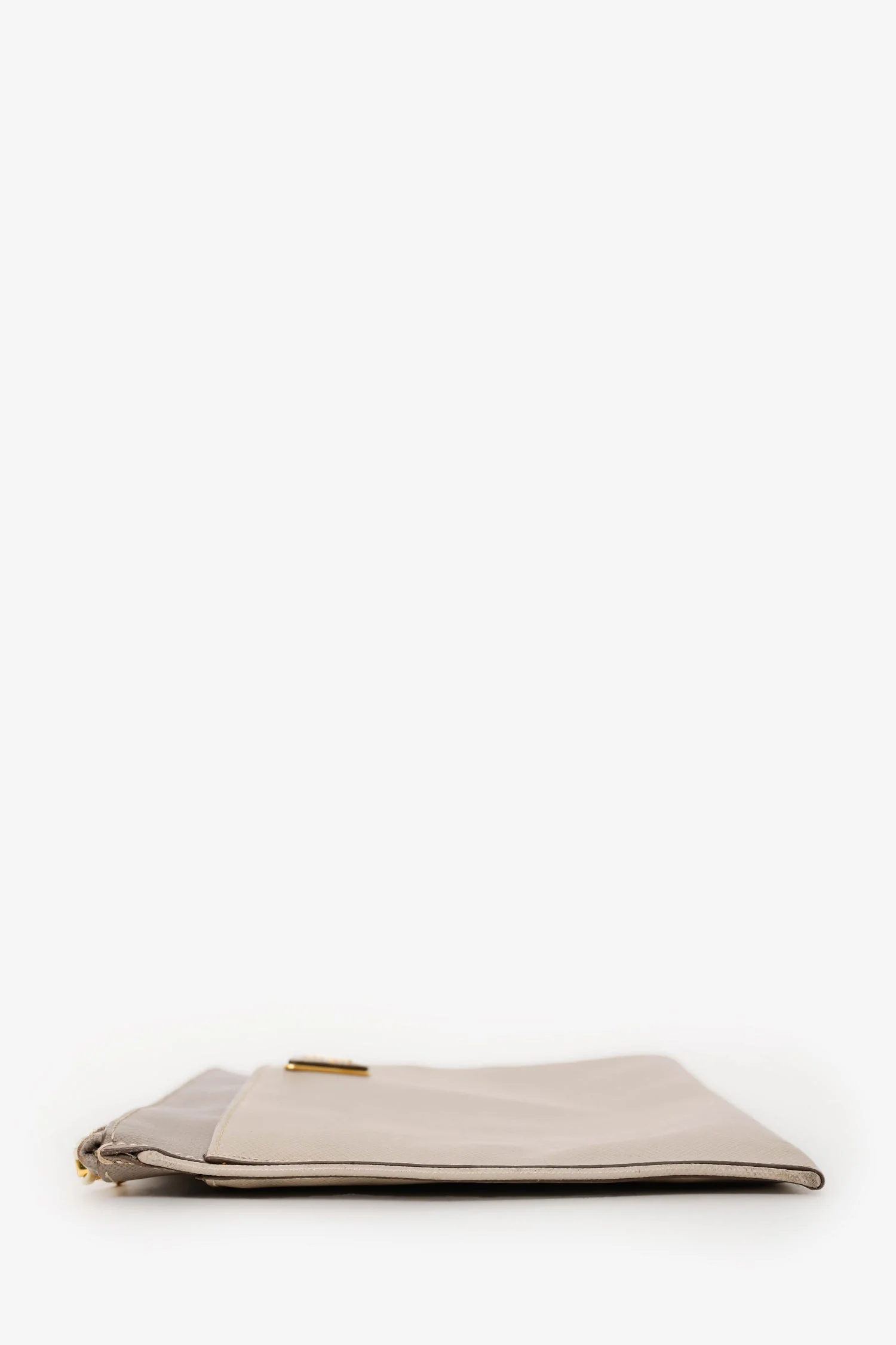 Prada Taupe Saffiano Leather Zippered Clutch - Image 4