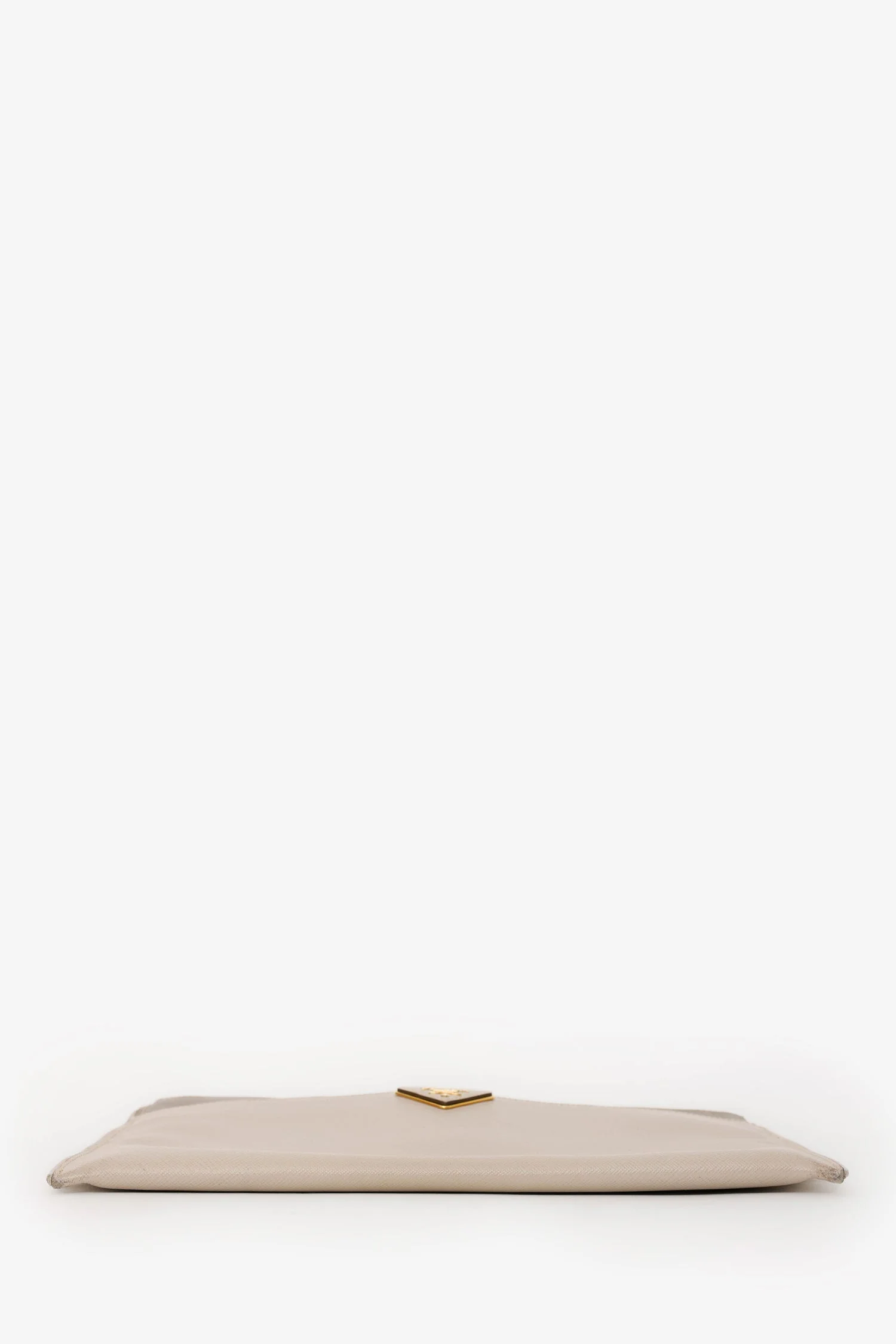 Prada Taupe Saffiano Leather Zippered Clutch - Image 5
