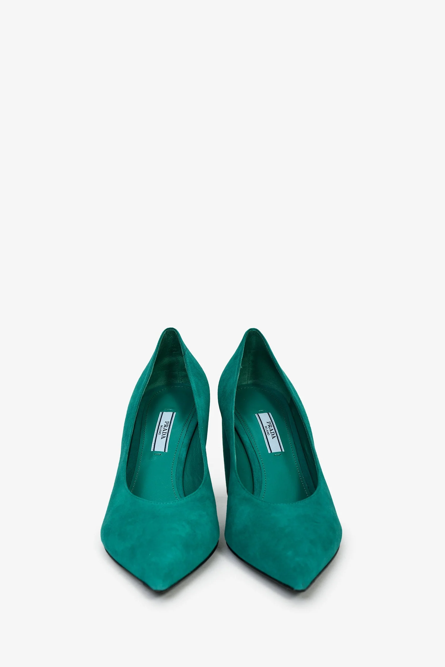 Prada Teal Suede Pointed Toe Curved Heel Mules Size 40 - Image 3