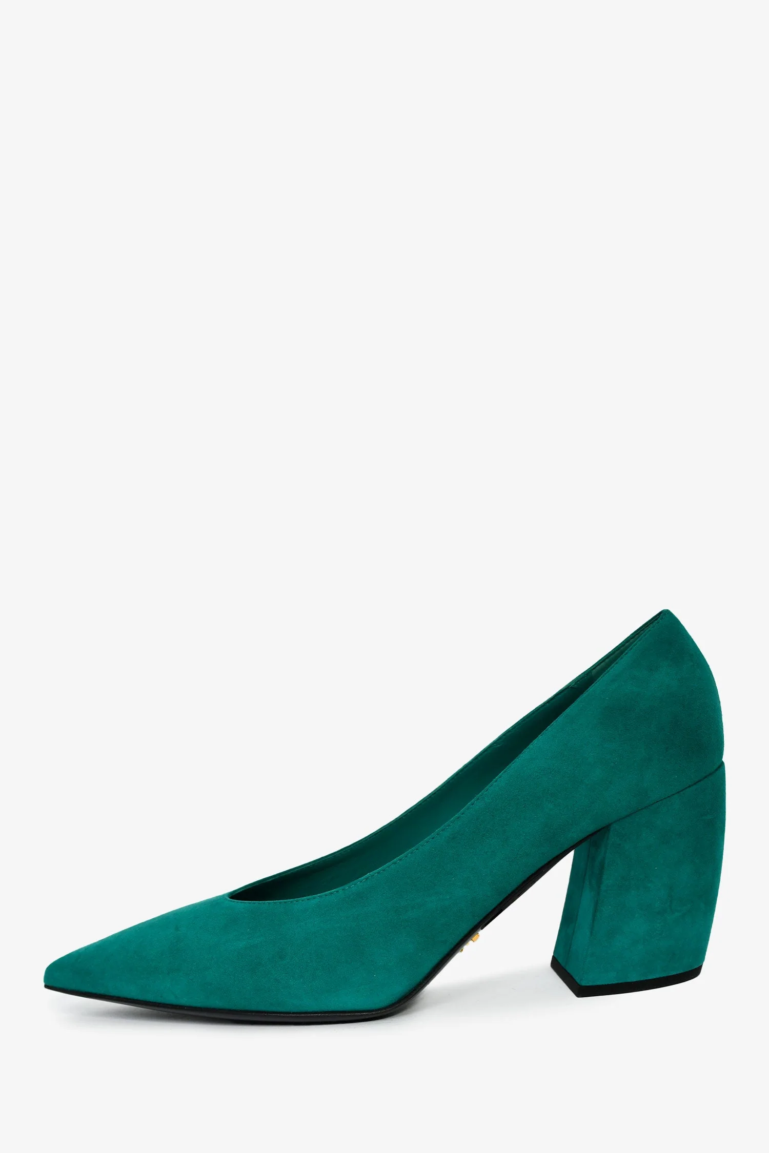 Prada Teal Suede Pointed Toe Curved Heel Mules Size 40 - Image 4