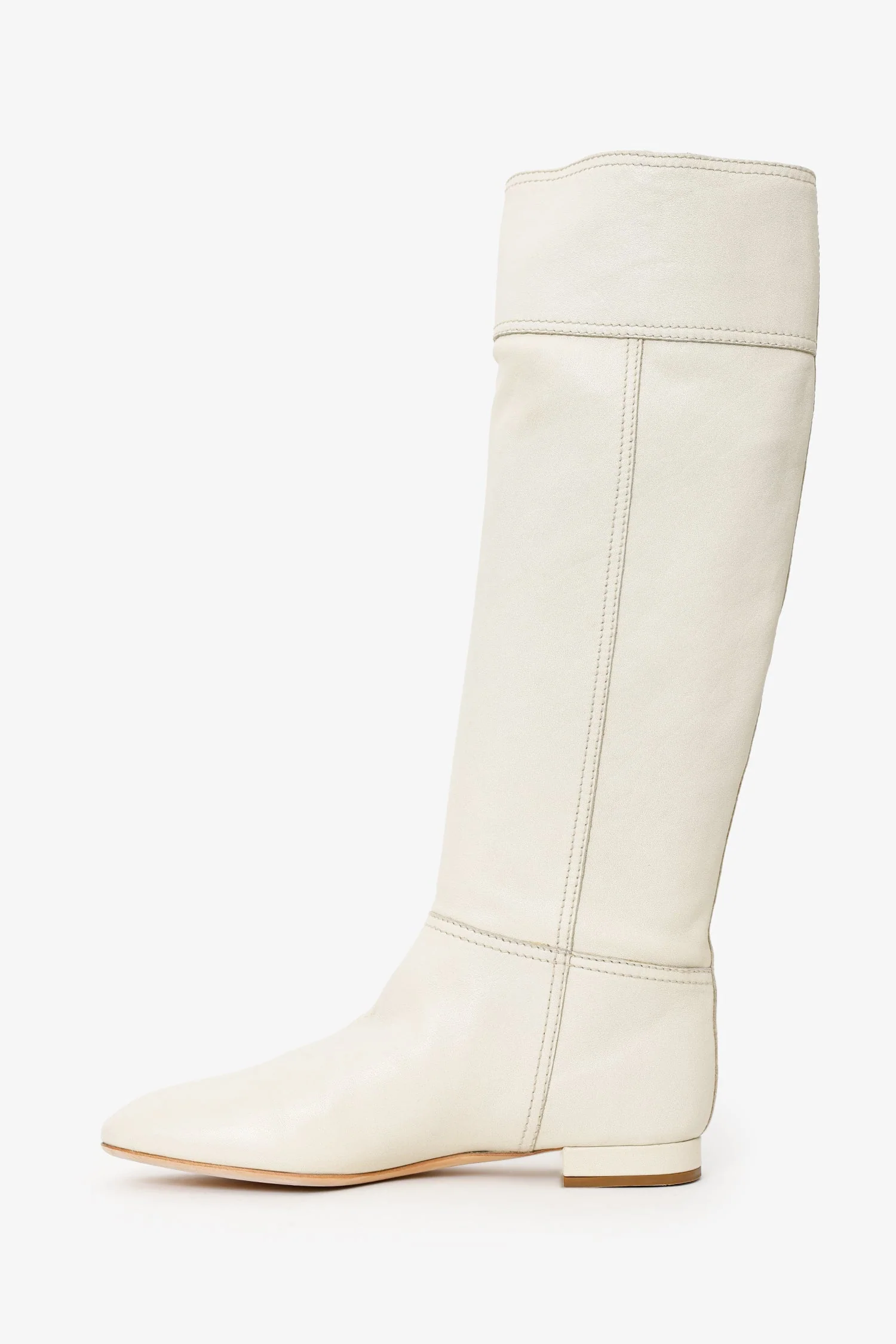 Prada White Leather Logo Riding Knee High Boots Size 40 - Image 5