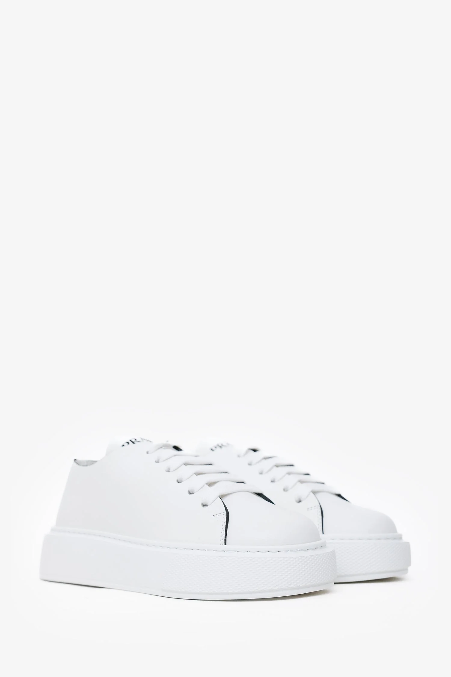 Prada White Leather Platform Sneakers Size 35 - Image 2