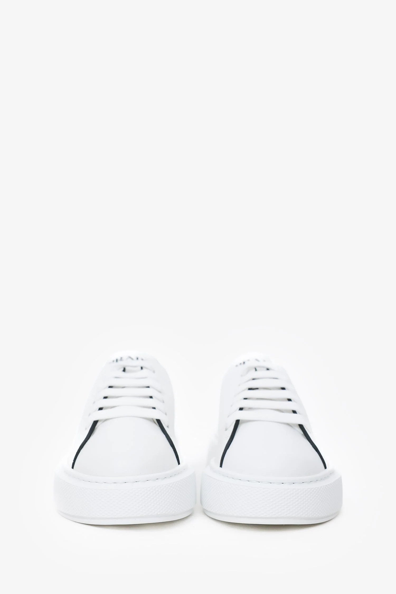 Prada White Leather Platform Sneakers Size 35 - Image 3