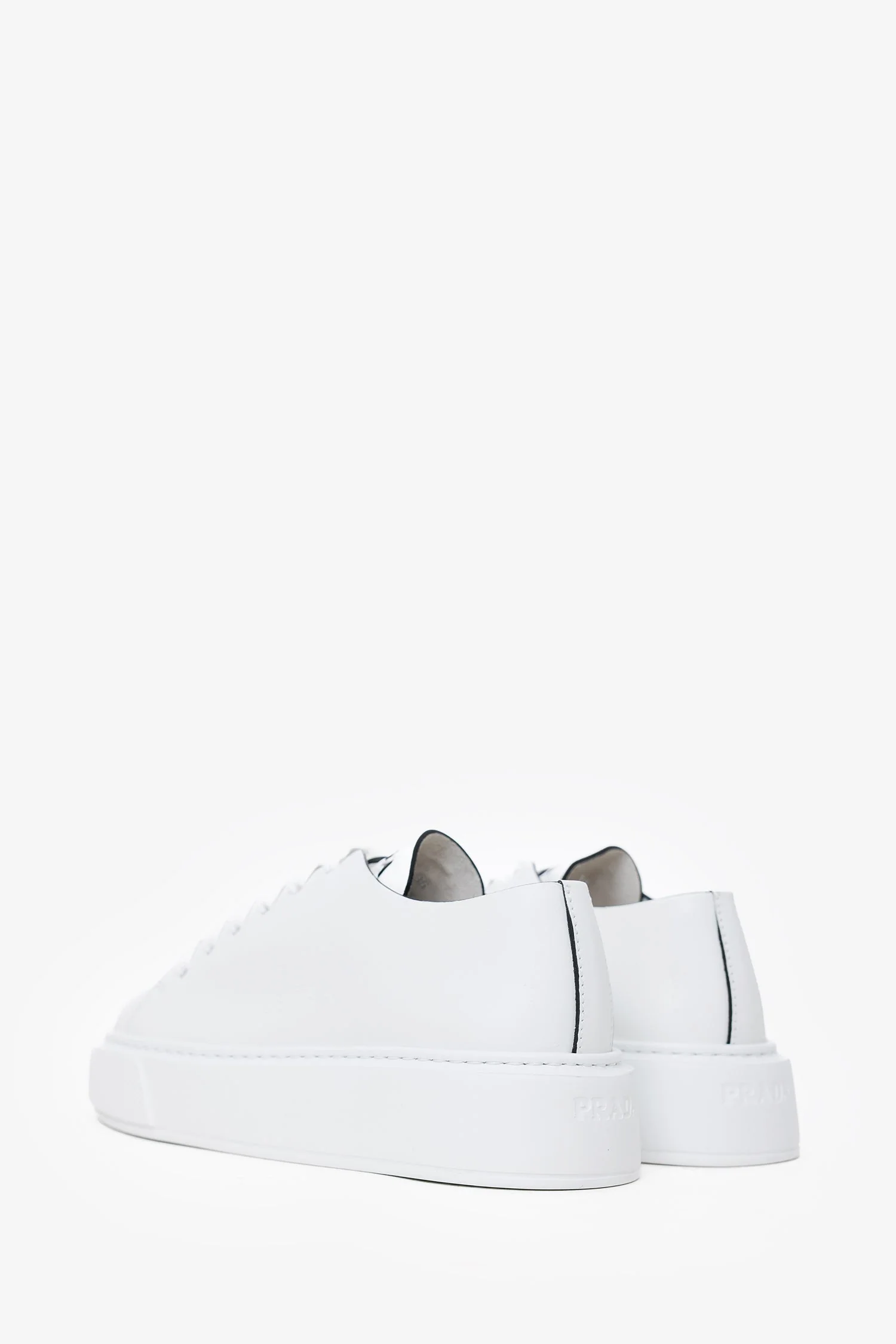 Prada White Leather Platform Sneakers Size 35 - Image 4