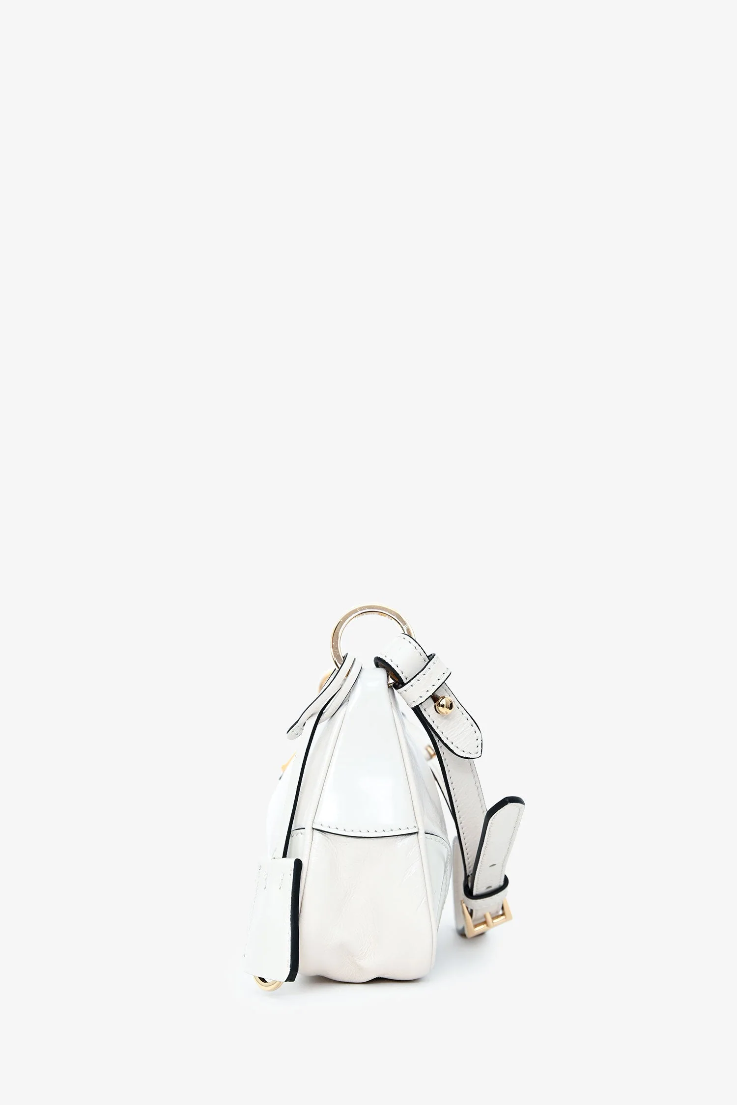 Prada White Leather 'Re-Edition 2002' Medium Shoulder Bag with Chain - Image 4