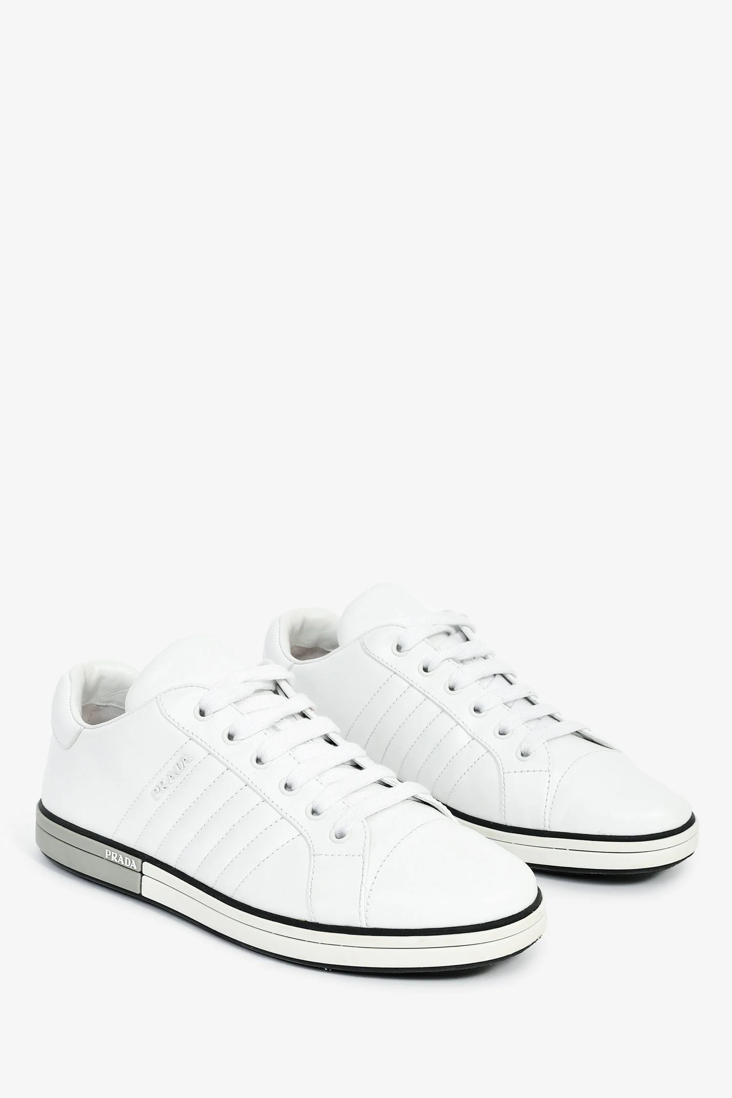 Prada White Leather Sneakers Size 41 - Image 2