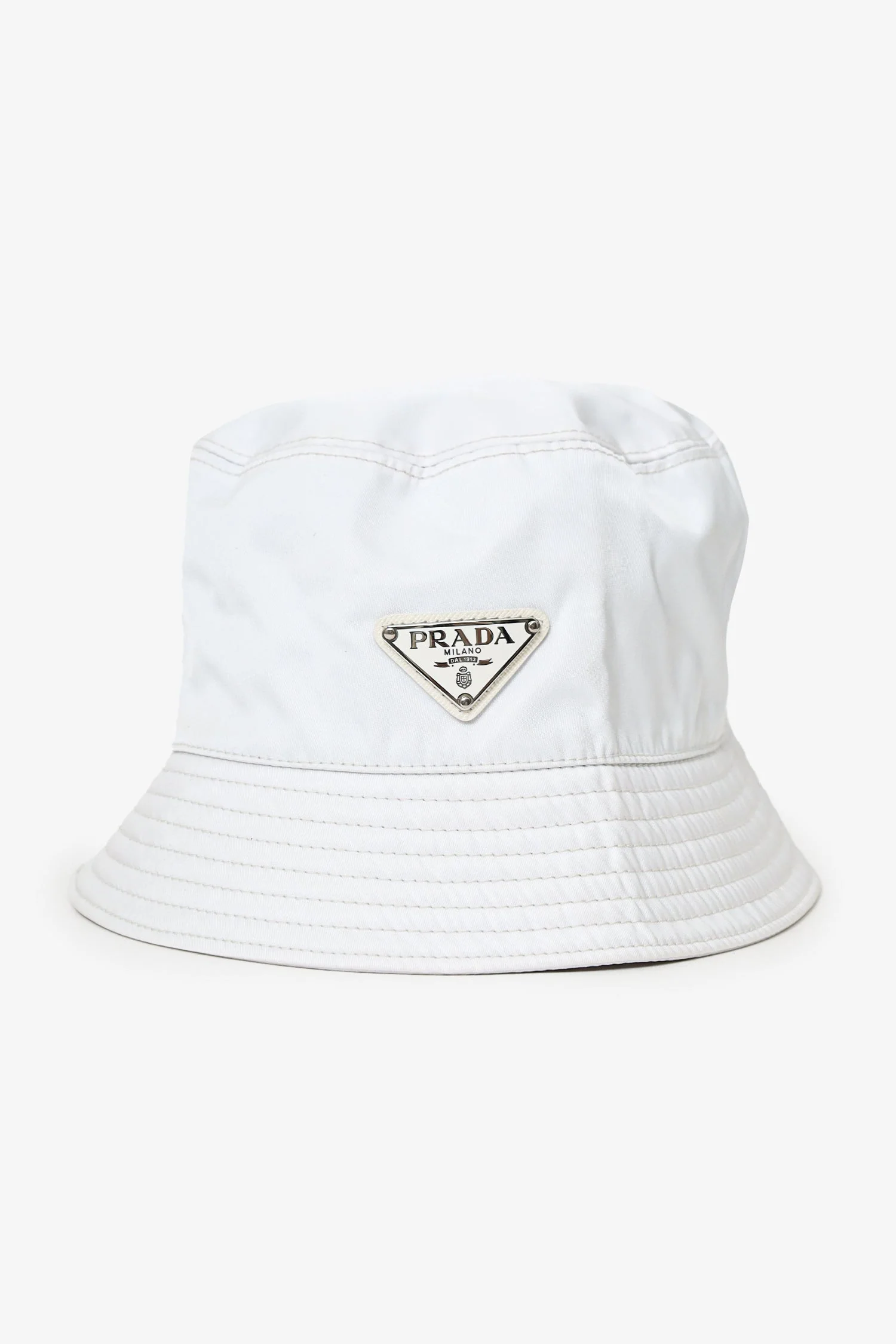 Prada White Nylon Bucket Hat Size S