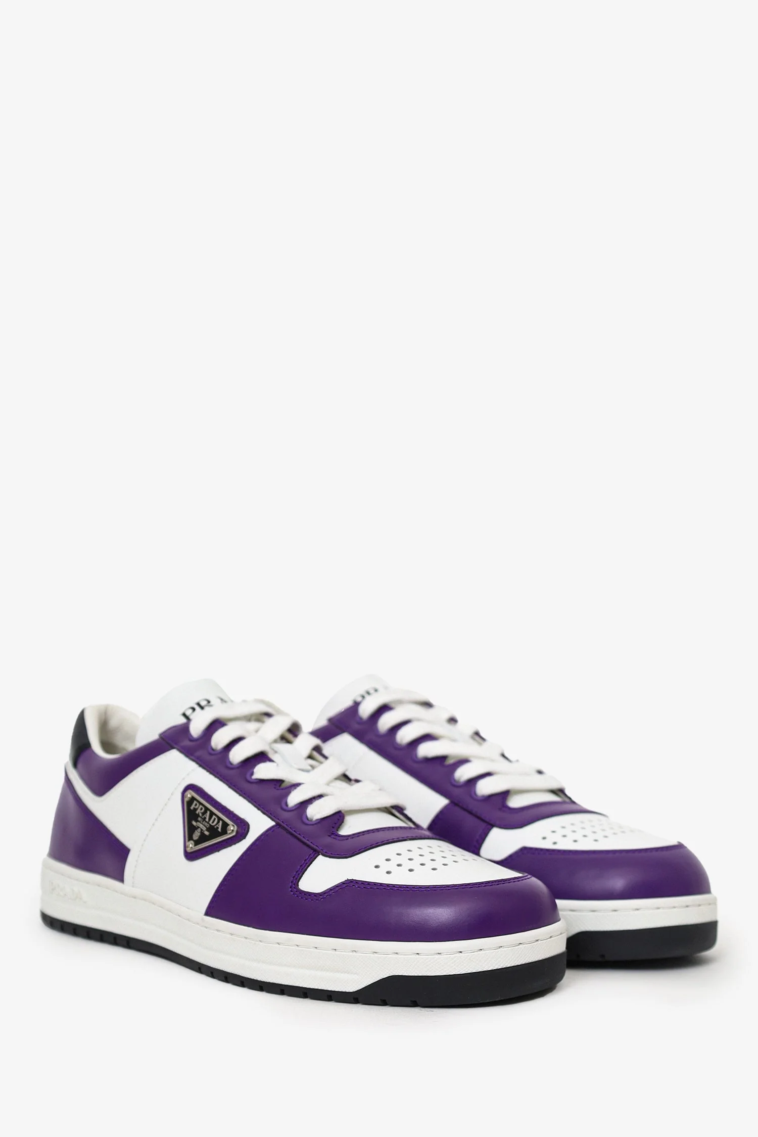 Prada White/Purple Leather Downtown Sneaker Size 7 Mens - Image 2