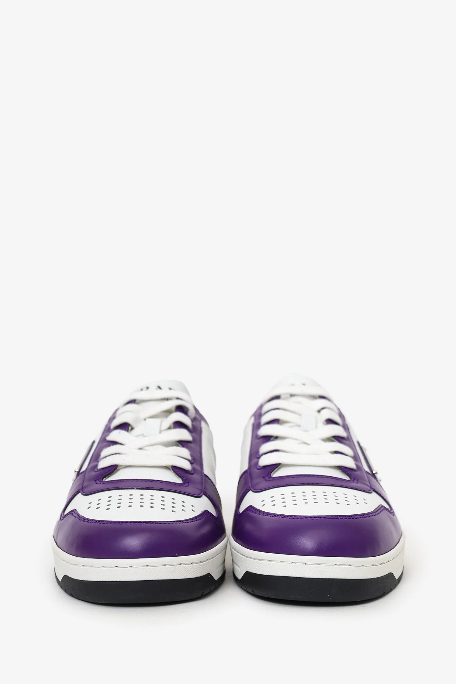 Prada White/Purple Leather Downtown Sneaker Size 7 Mens - Image 3