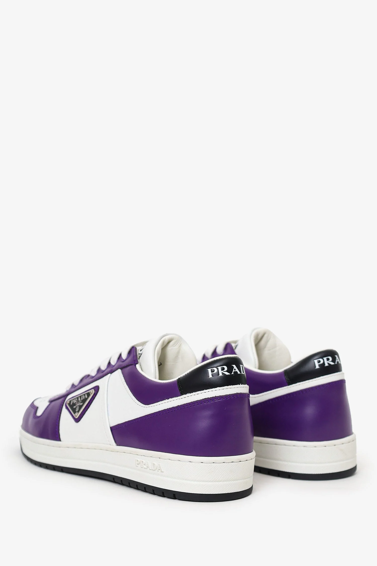Prada White/Purple Leather Downtown Sneaker Size 7 Mens - Image 4