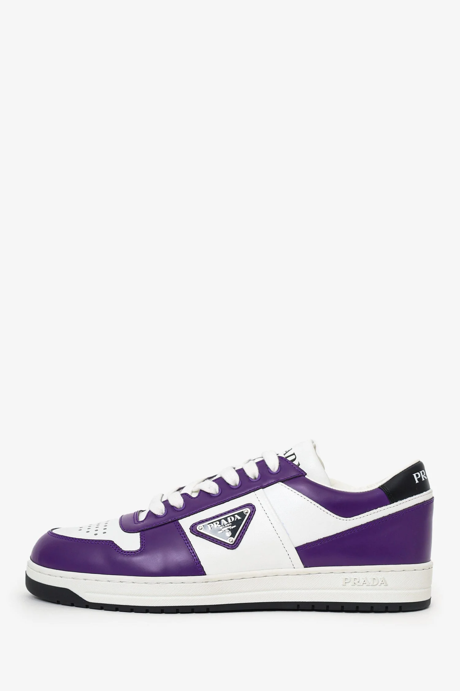 Prada White/Purple Leather Downtown Sneaker Size 7 Mens - Image 5