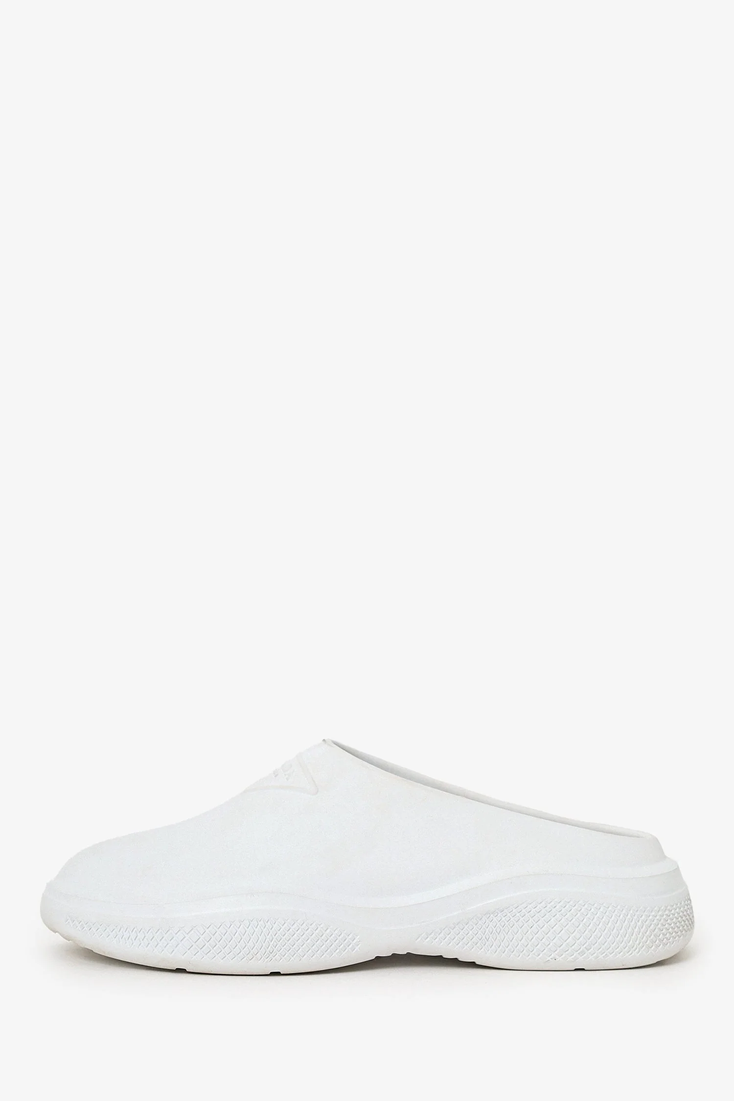 Prada White Rubber Logo Mules Size 35 - Image 5