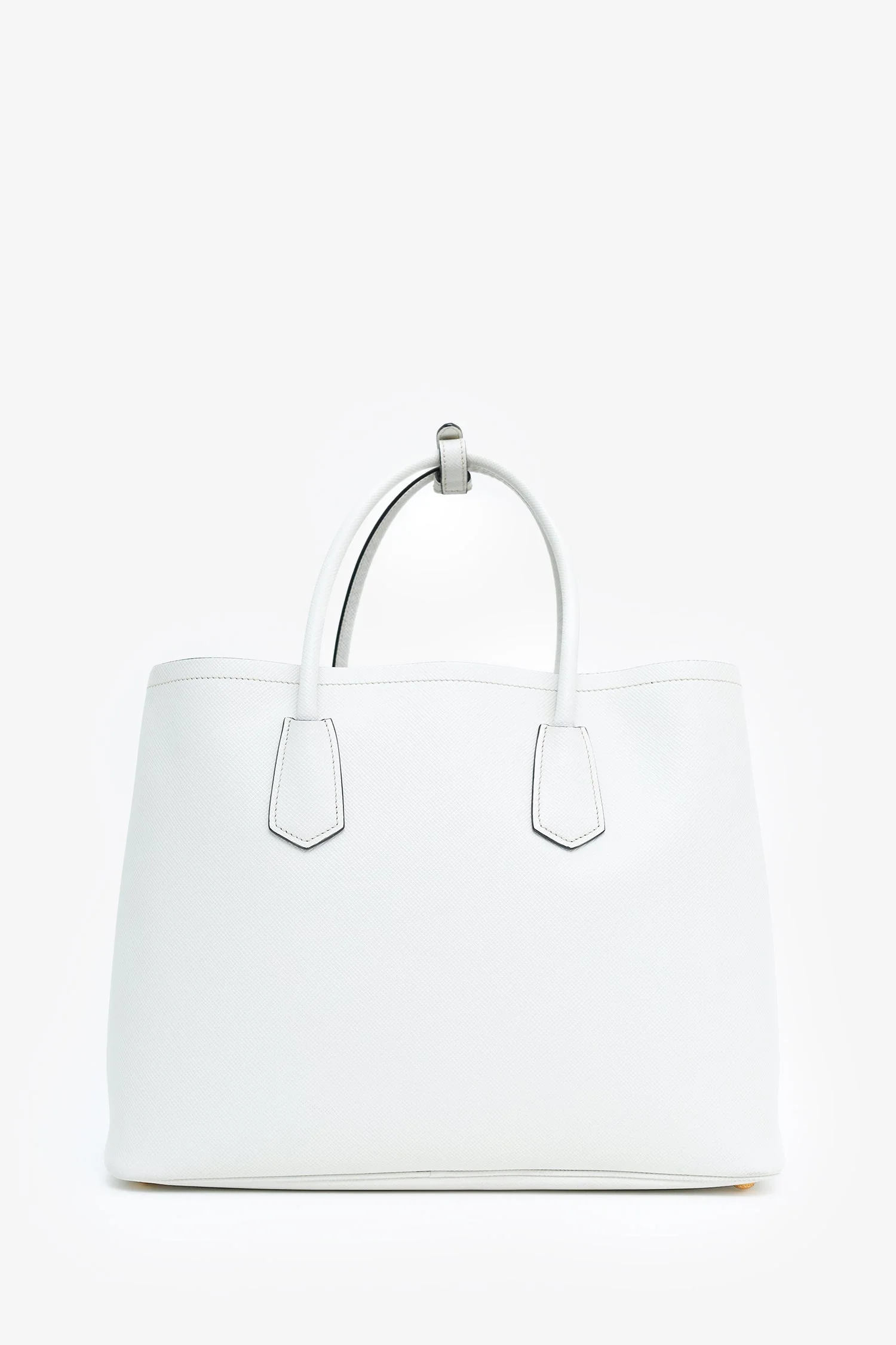 Prada White Saffiano Cuir Large Double Bag - Image 3