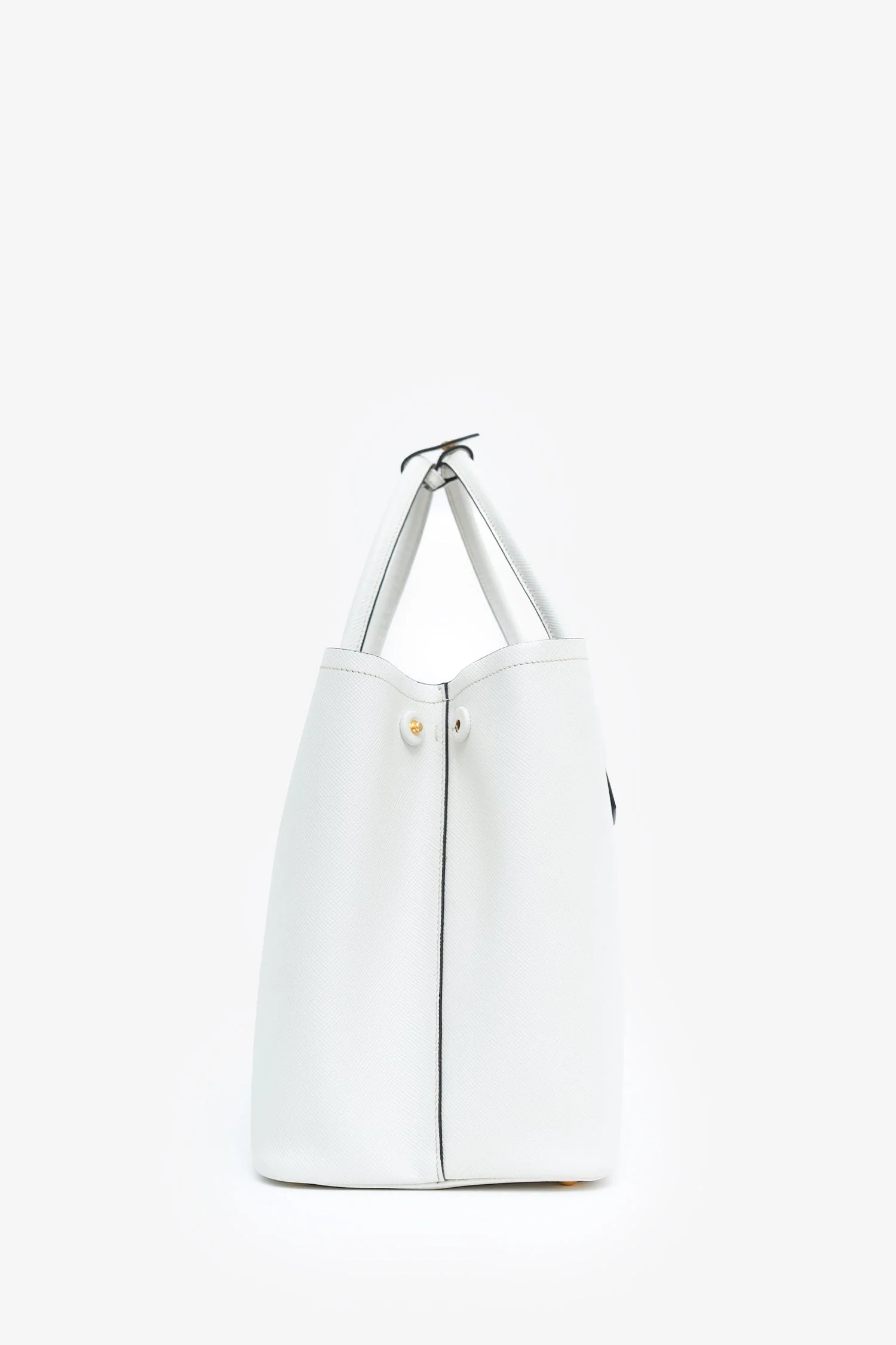 Prada White Saffiano Cuir Large Double Bag - Image 4