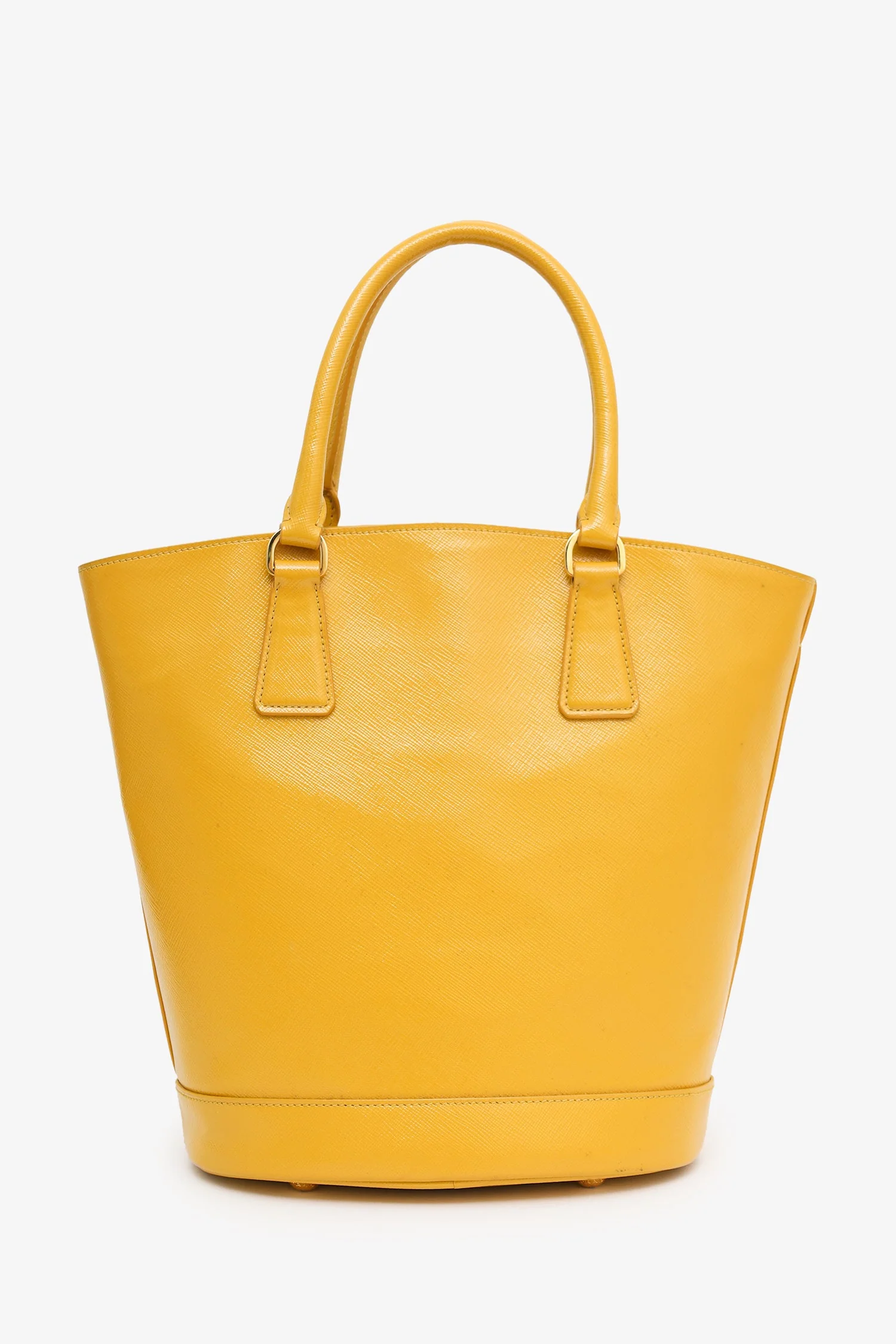 Prada Yellow Saffiano Vernice Bucket Bag With Strap - Image 2