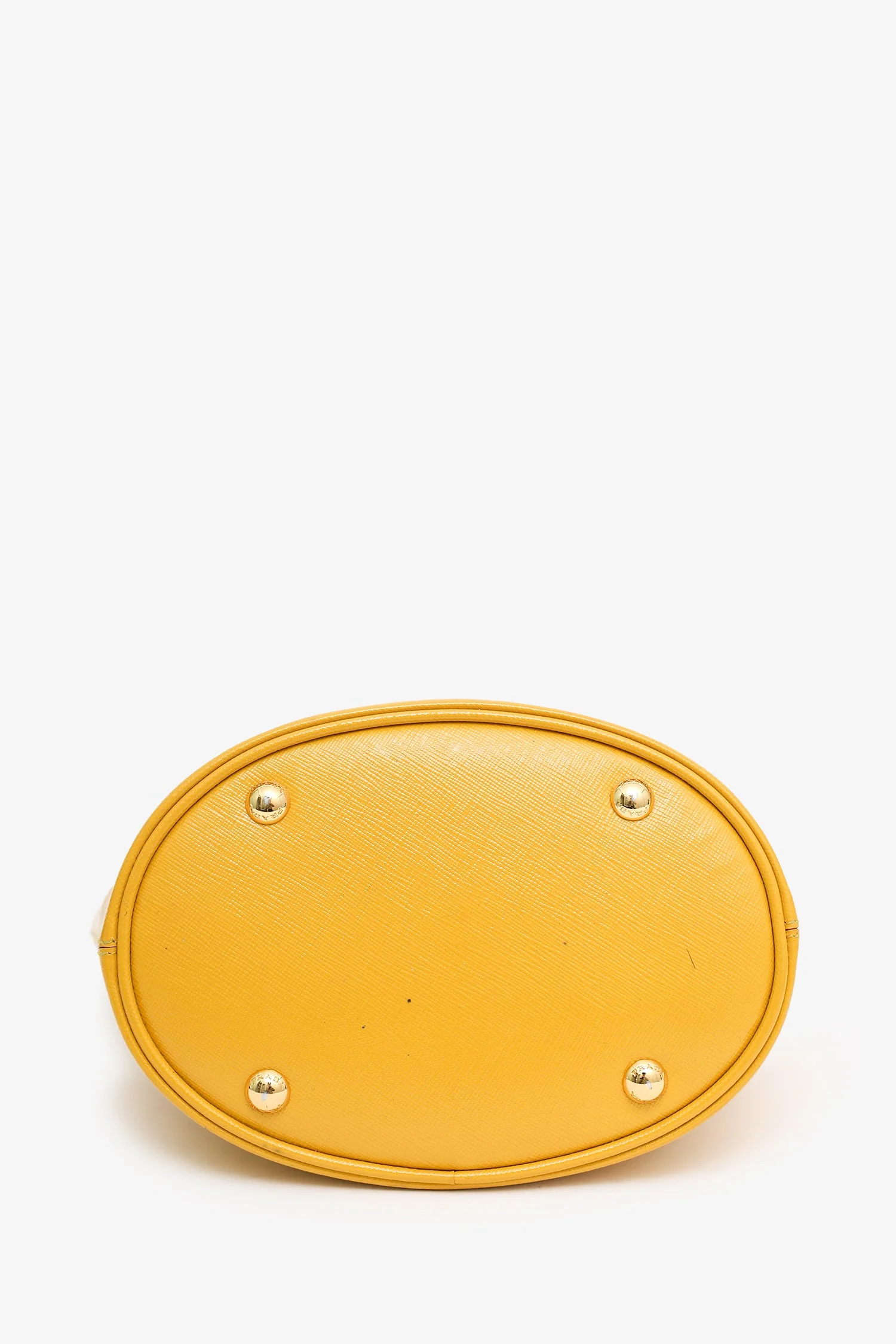 Prada Yellow Saffiano Vernice Bucket Bag With Strap - Image 5