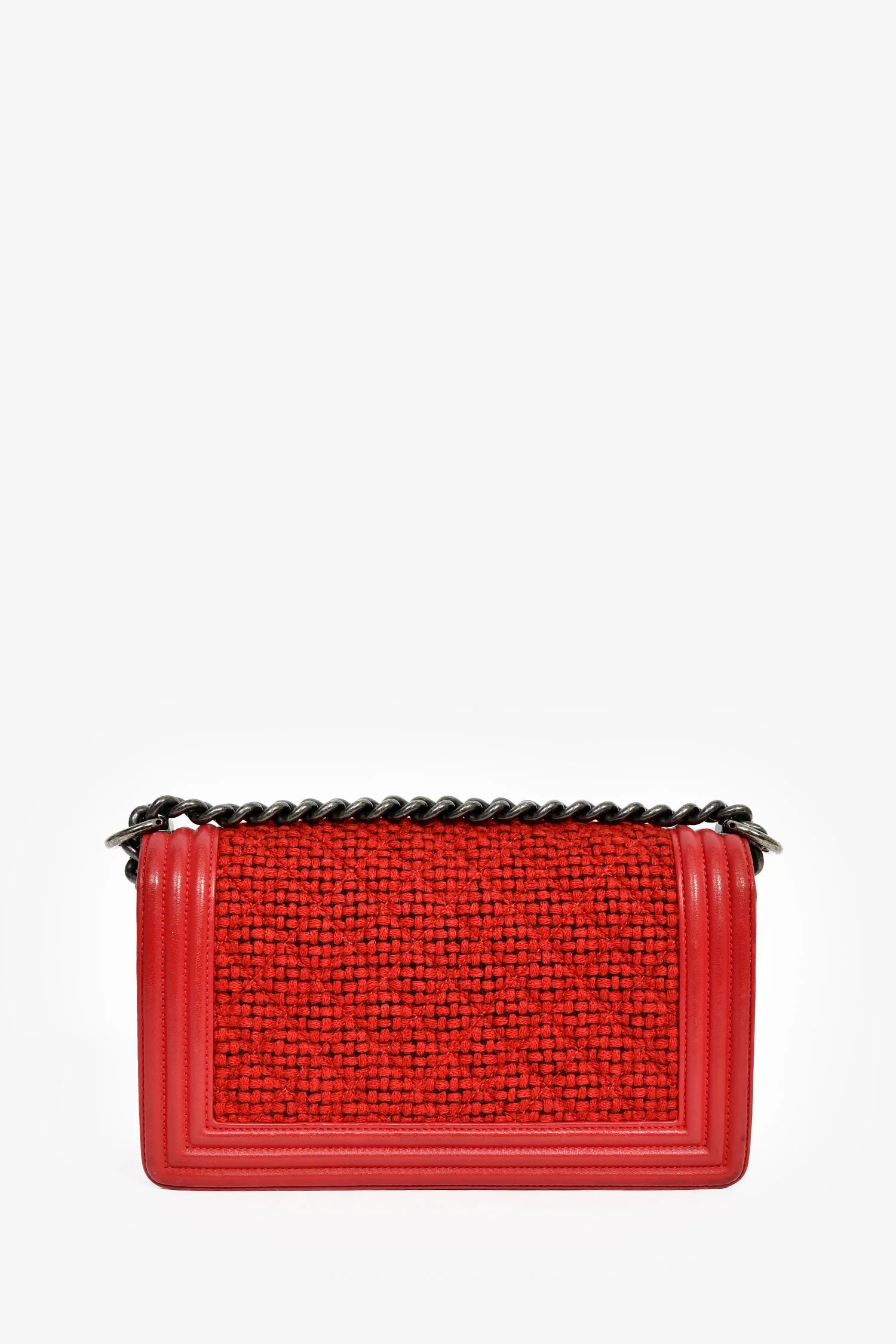Pre-Chanel™ 2015-16 Red Leather/Tweed Medium Boy Bag - Image 2
