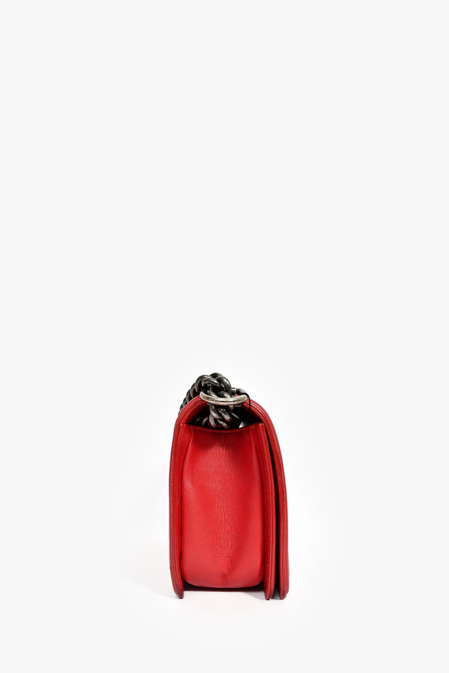 Pre-Chanel™ 2015-16 Red Leather/Tweed Medium Boy Bag - Image 3