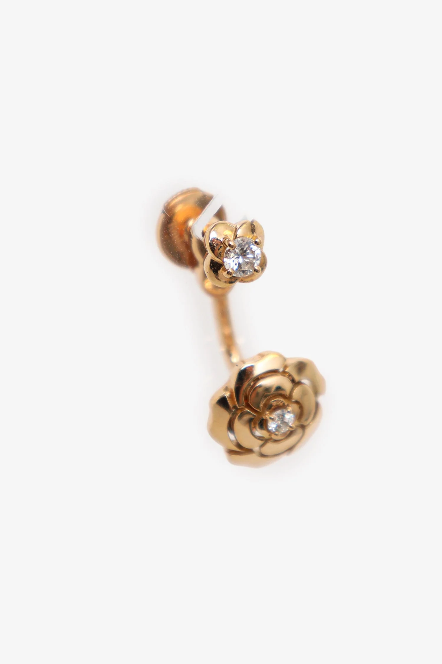 Pre-Loved Chanel™ 18K Rose Gold Diamond Extrait de Camélia Single Earring - Image 2