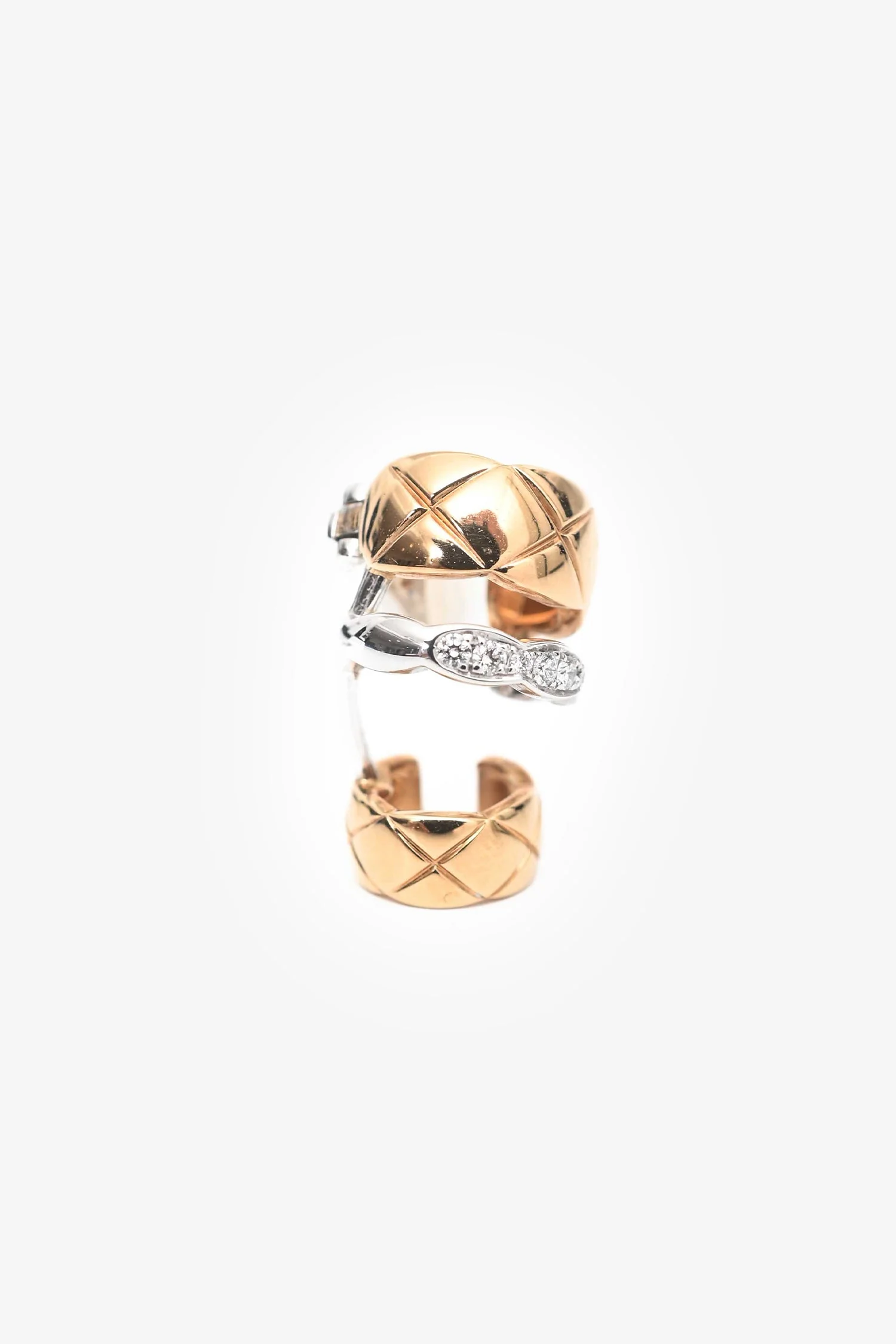 Pre-Loved Chanel™ 18K Yellow/White Gold Coco Crush Earring + Ear Cuff - Image 2