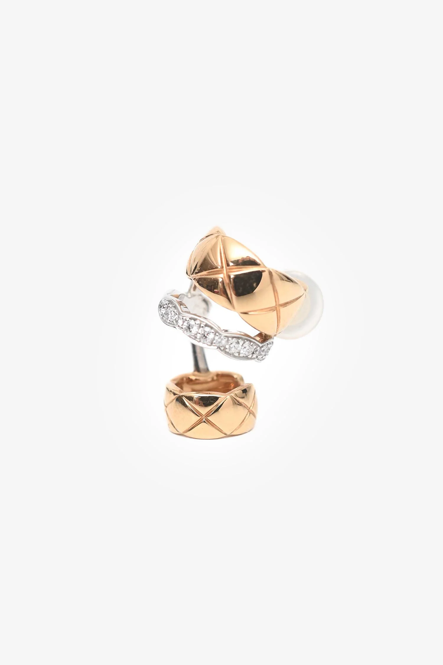 Pre-Loved Chanel™ 18K Yellow/White Gold Coco Crush Earring + Ear Cuff - Image 6
