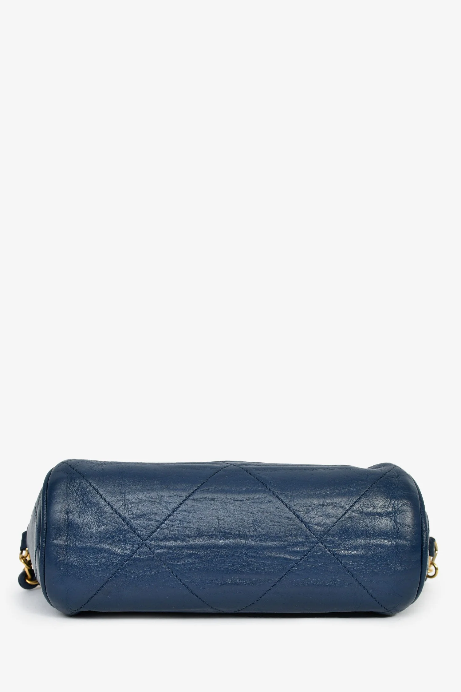 Pre-Loved Chanel™ 1986-88 Navy Lambskin Leather Tassel CC Mini Barrel Bag Mini GHW - Image 5