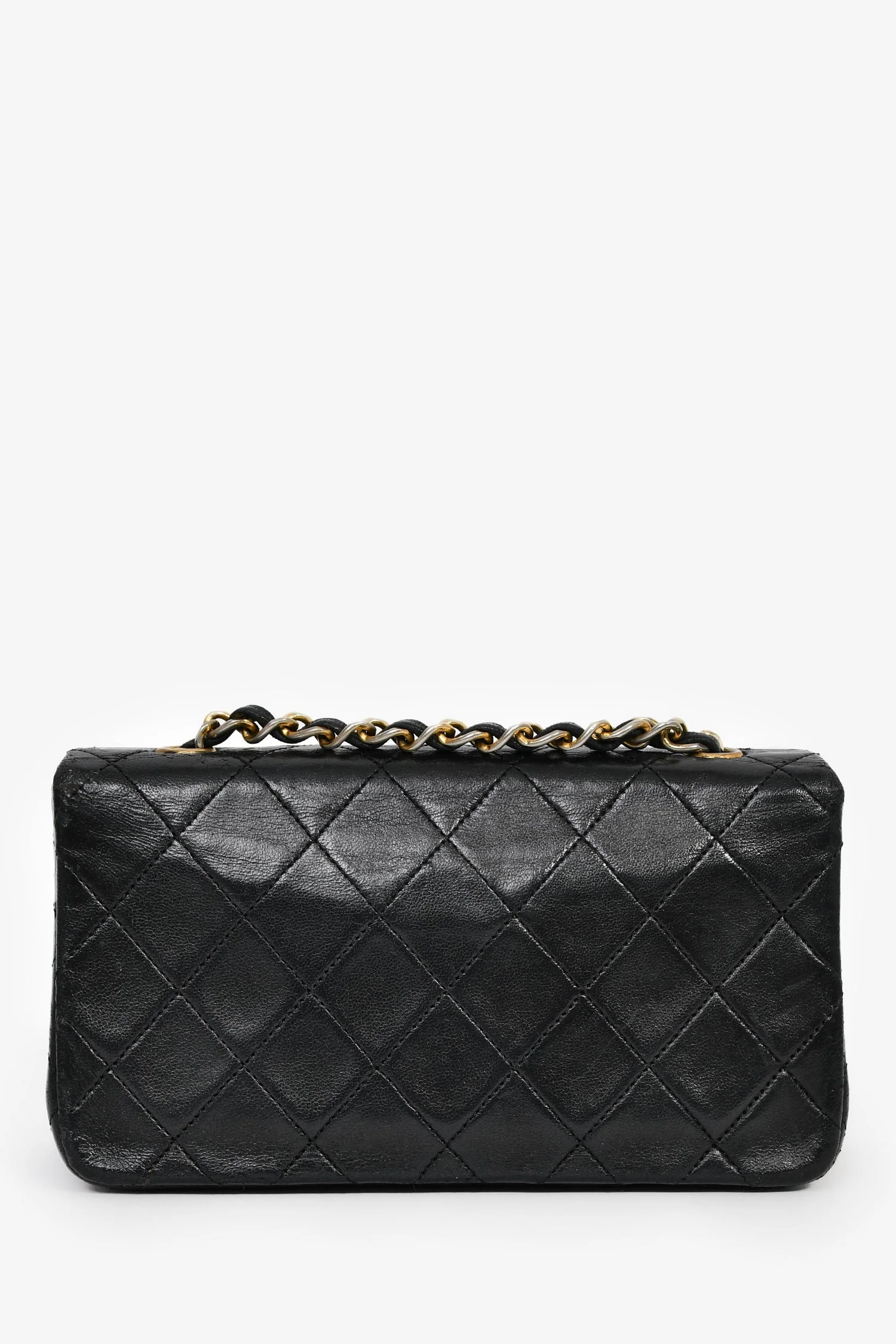 Chanel™ 1989-91 Black Quilted Lambskin Mini Rectangular Full Flap Bag (Pre-Loved) - Image 2
