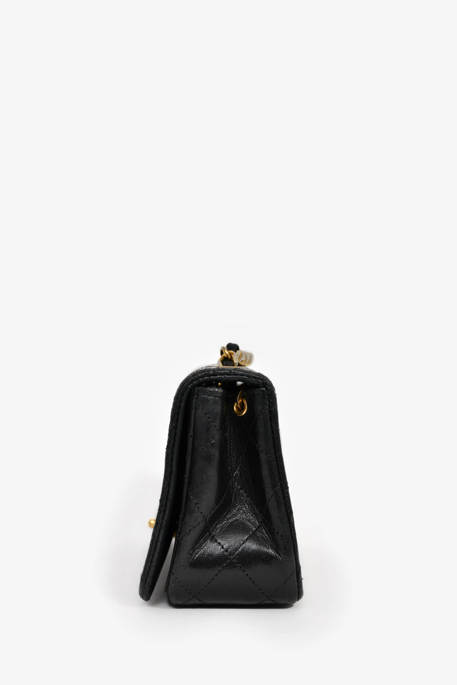 Chanel™ 1989-91 Black Quilted Lambskin Mini Rectangular Full Flap Bag (Pre-Loved) - Image 3
