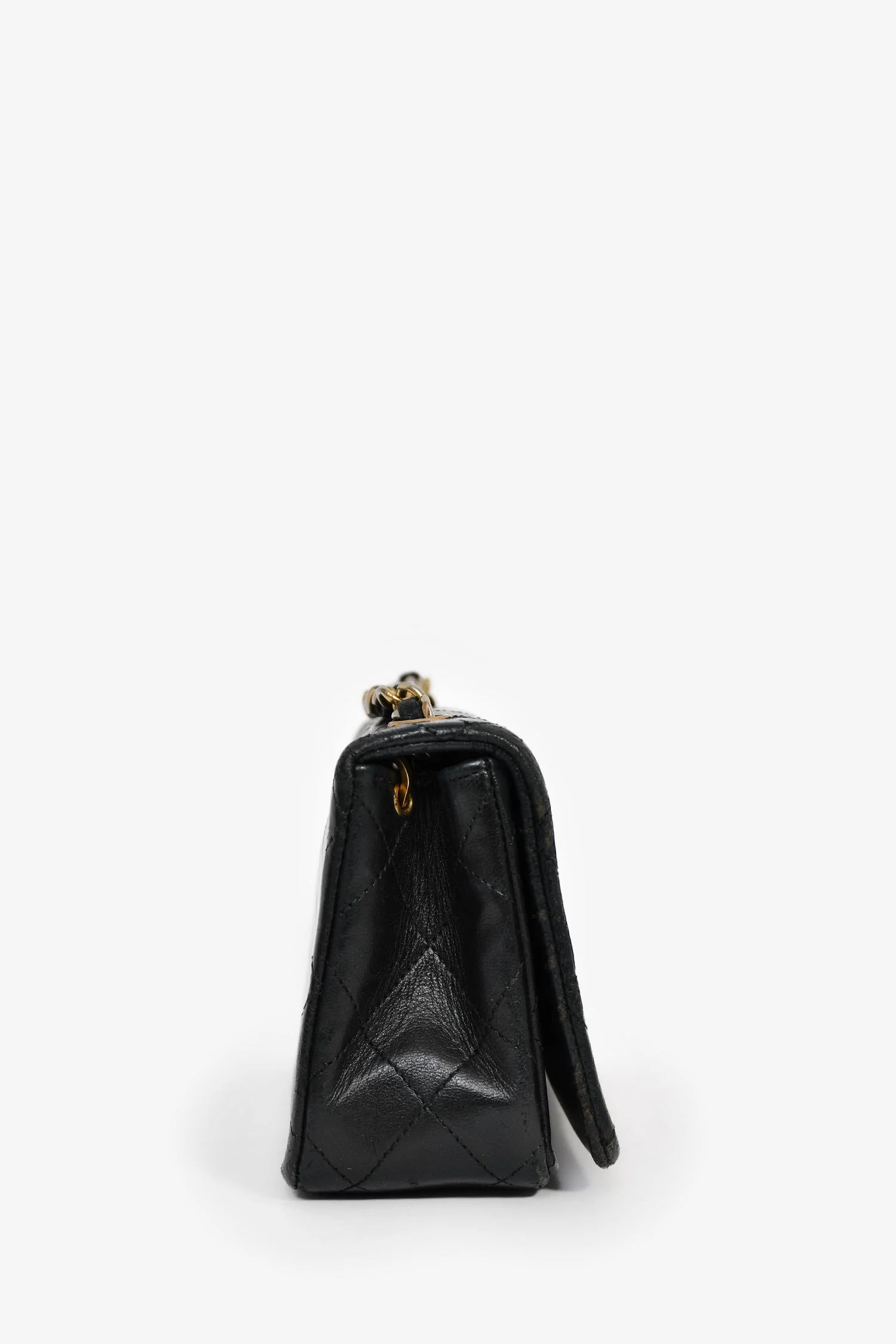Chanel™ 1989-91 Black Quilted Lambskin Mini Rectangular Full Flap Bag (Pre-Loved) - Image 4